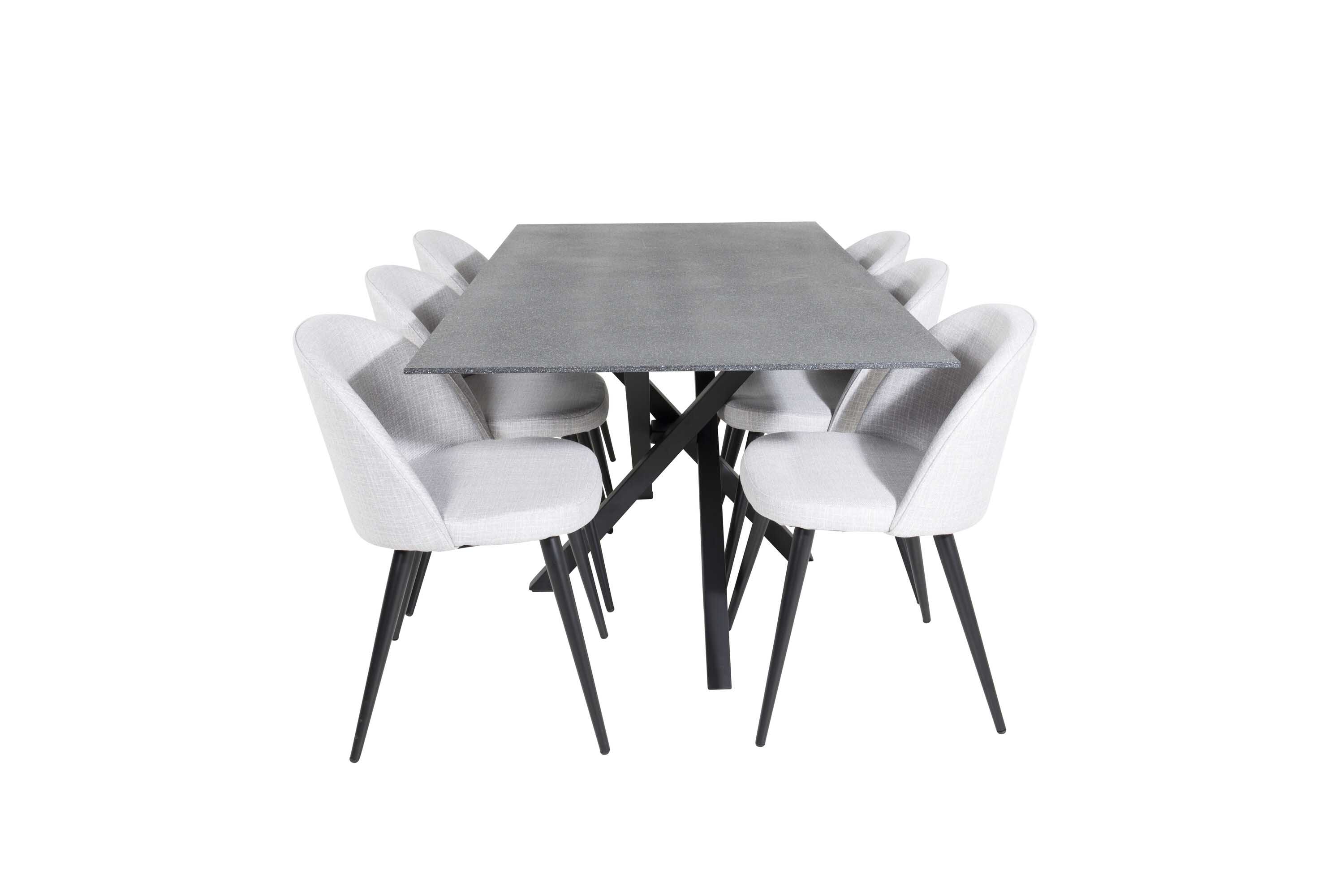 Venture Design Piazza & Velvet matgrupp Grå/grå 6 st stolar & bord 180 x 90 cm