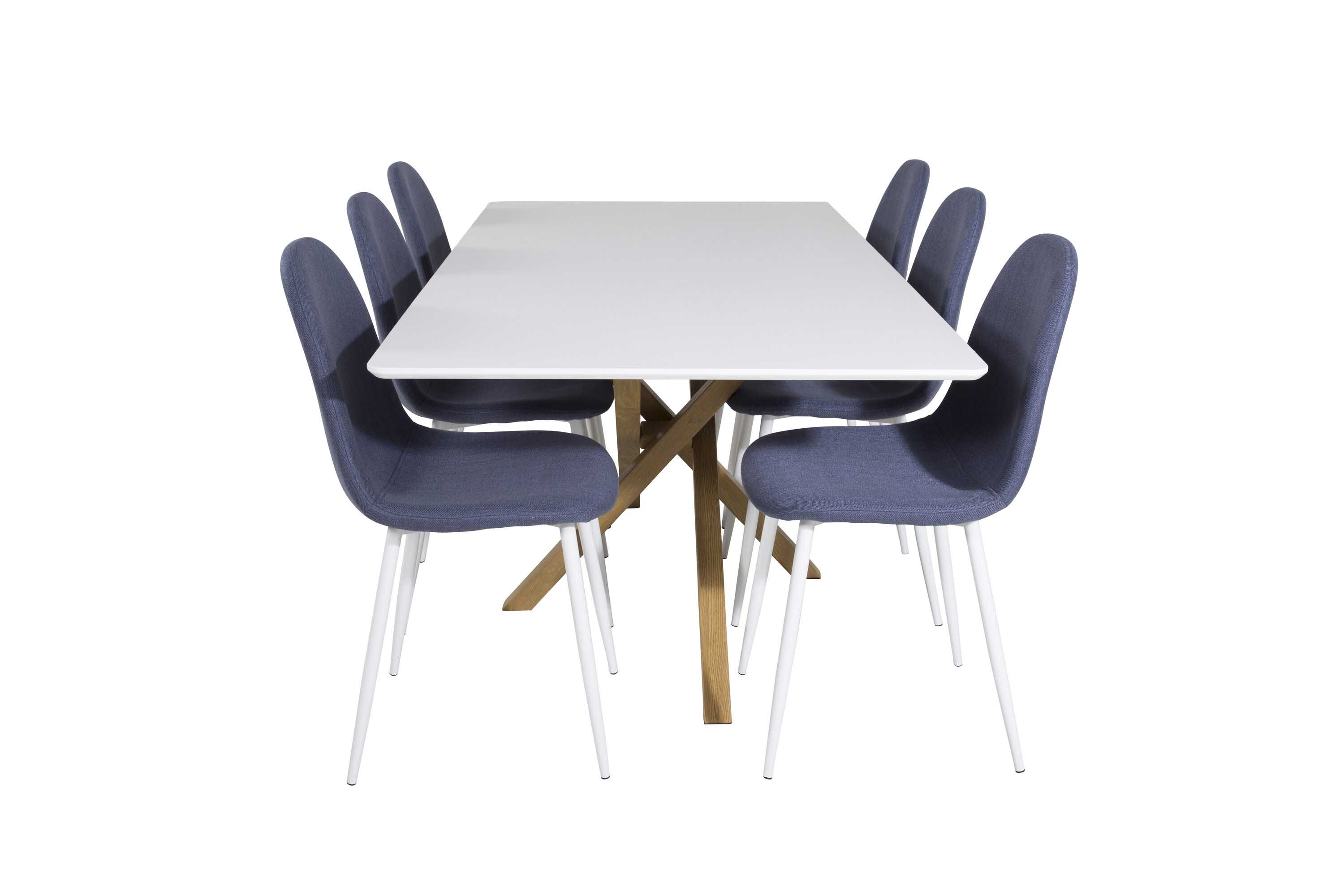Venture Design Piazza & Polar matgrupp Vit/blå 6 st stolar & bord 180 x 90 cm