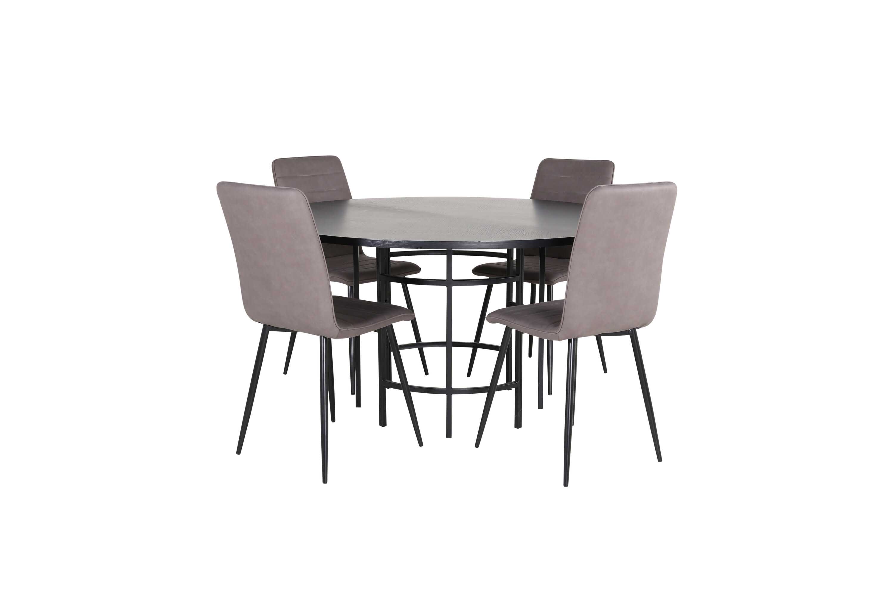 Venture Design Copenhagen & Windu matgrupp Grå/svart 4 stolar & bord 140 cm