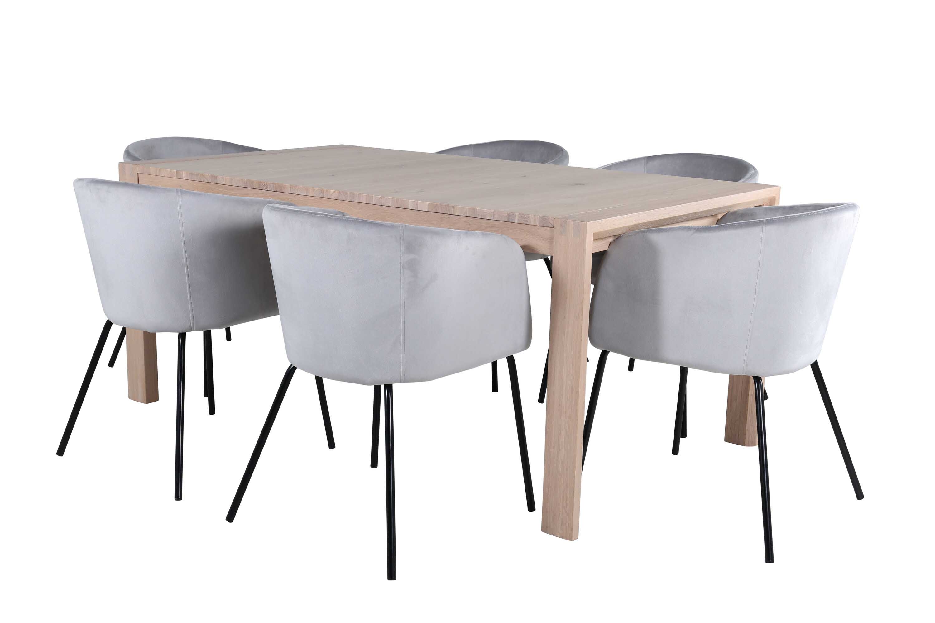 Venture Design Slider & Berit matgrupp Grå/natur 6 stolar & bord 170 x 95 cm