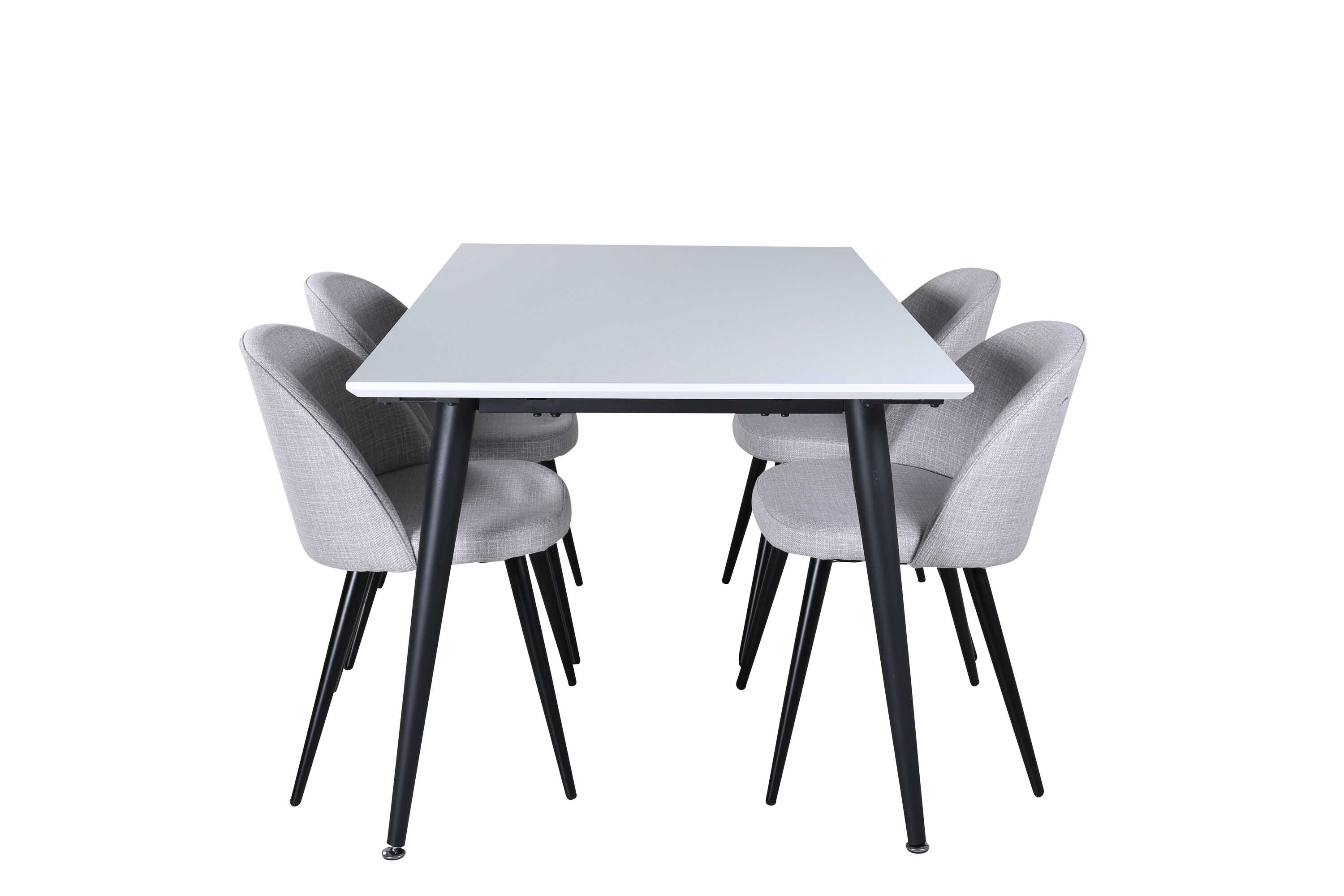 Venture Design Jimmy & Velvet matgrupp Grå/vit 4 stolar & bord 150 x 90 cm