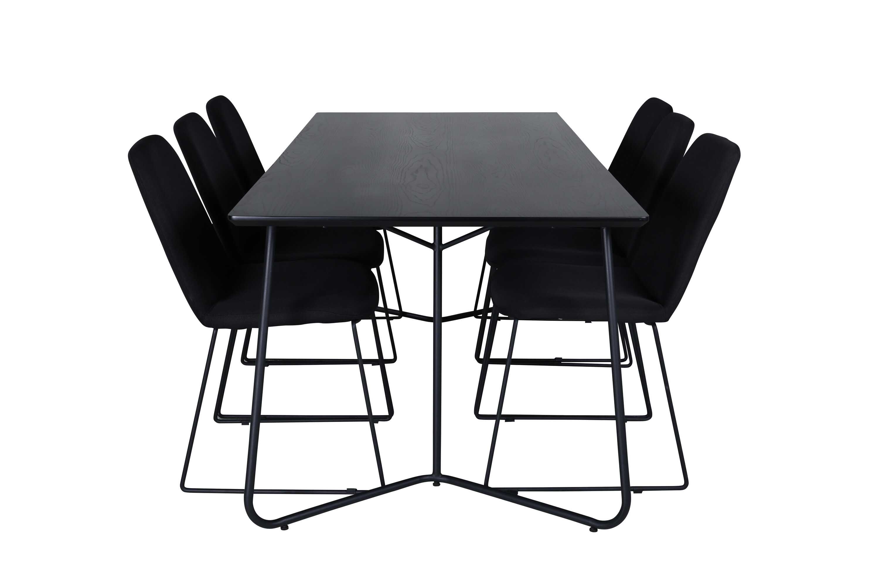 Venture Design Petra & Muce matgrupp Svart/svart 6 stolar & bord 190 x 90 cm
