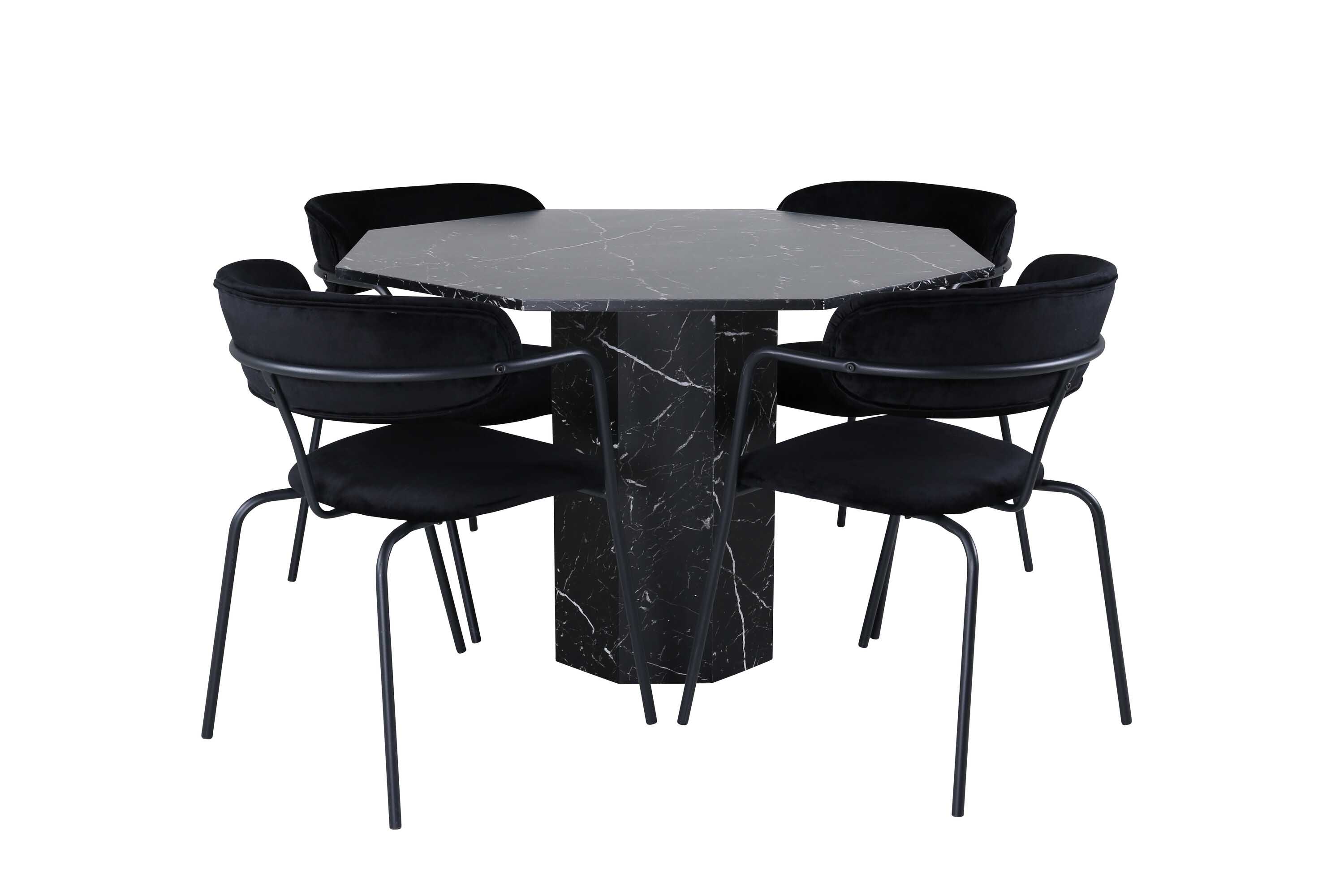 Venture Design Marbs & Arrow matgrupp Svart/svart 4 stolar & bord 110 cm
