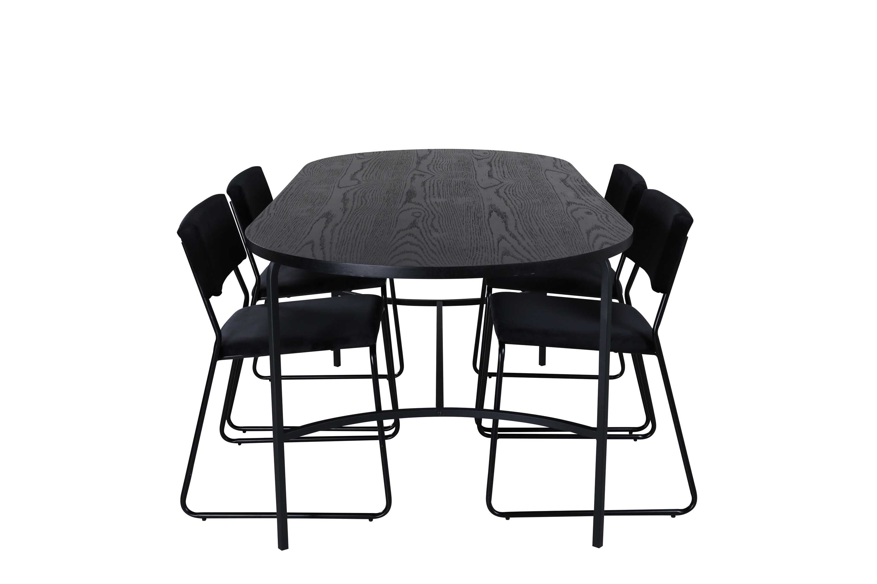 Venture Design Skate & Kenth matgrupp Svart/svart 4 stolar & bord 200 x 90 cm