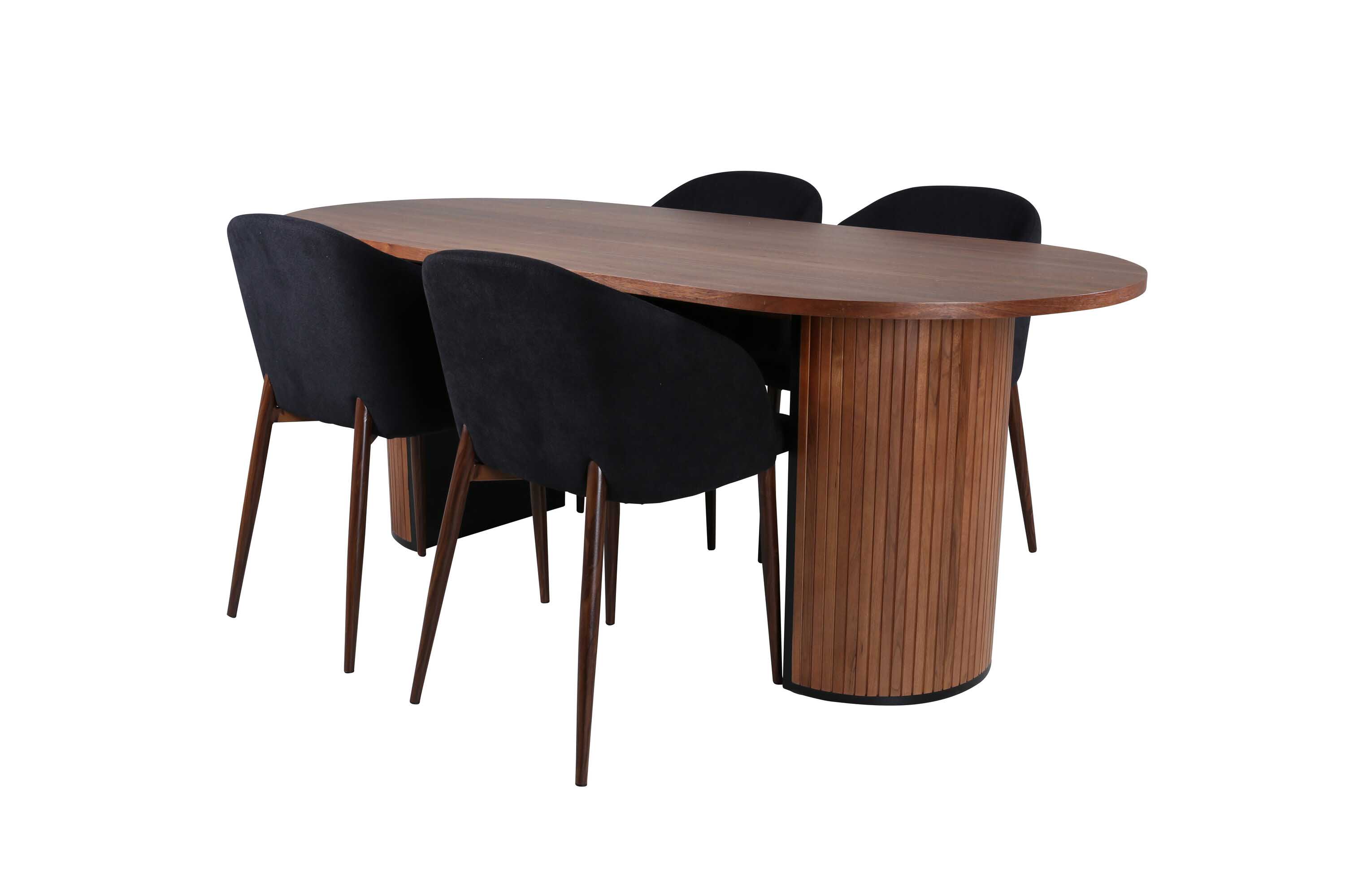 Venture Design Bianca & Arch matgrupp Svart/natur 4 stolar & bord 200 x 90 cm