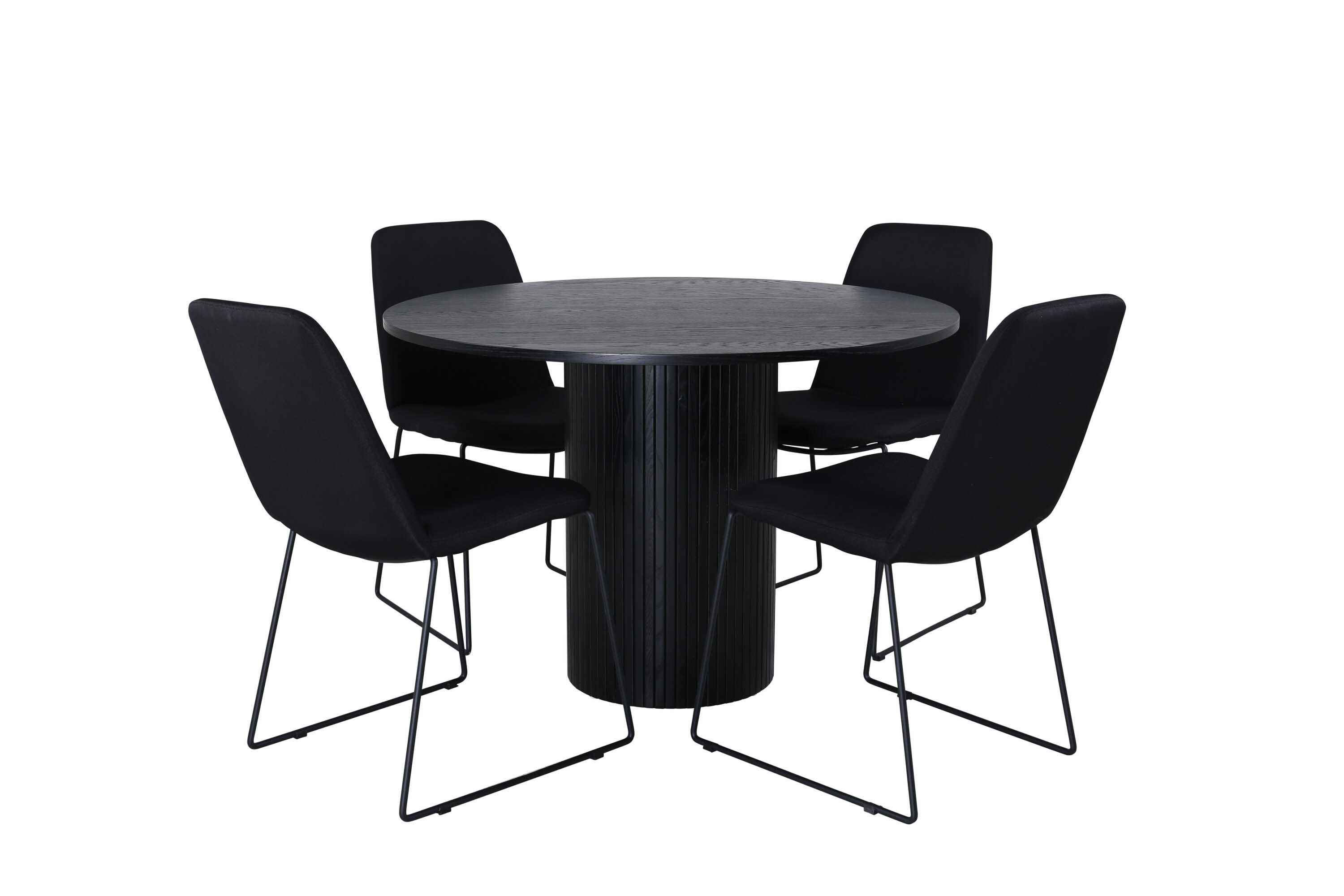 Venture Design Bianca & Muce matgrupp Svart/svart 4 stolar & bord 110 cm