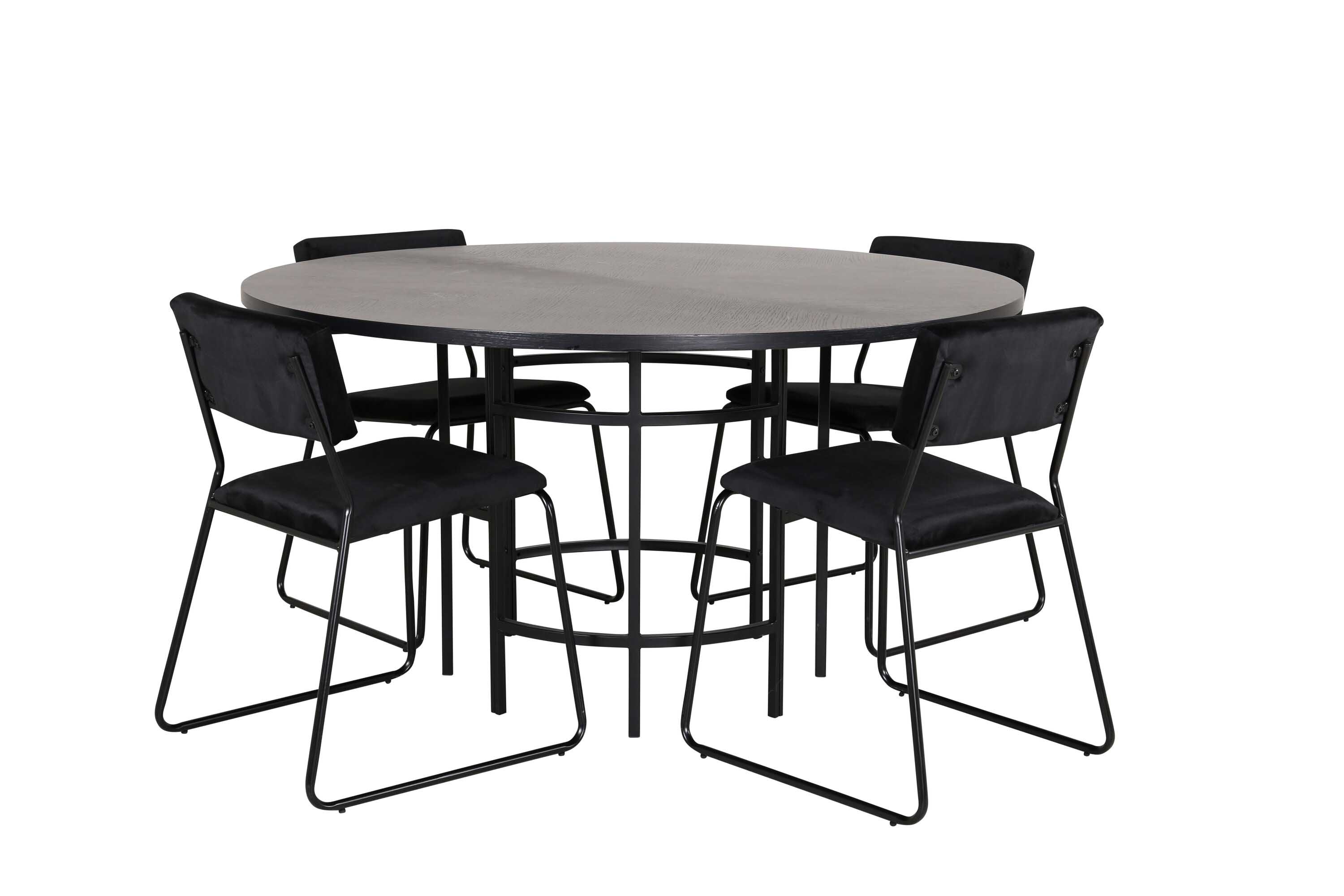 Venture Design Copenhagen & Kenth matgrupp Svart/svart 4 stolar & bord 140 cm