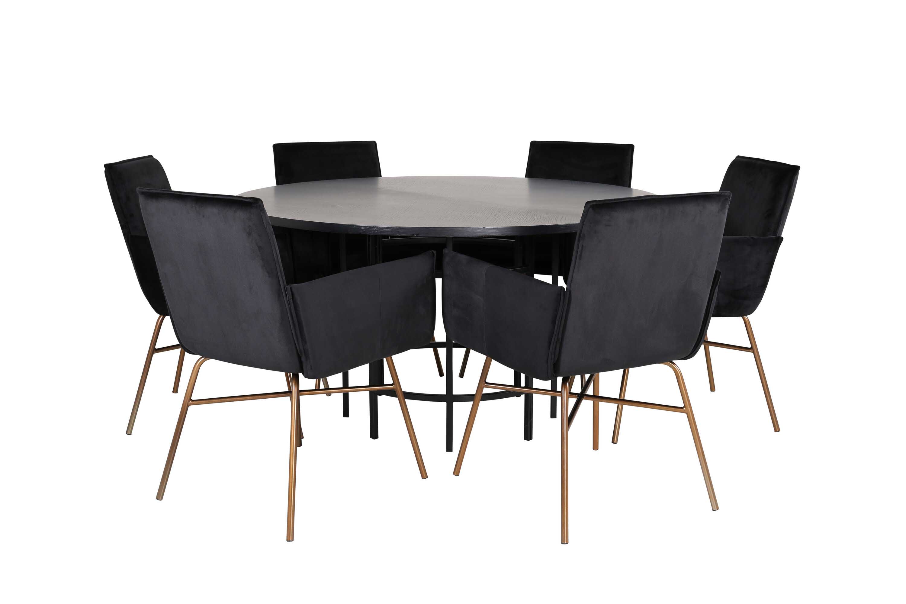 Venture Design Copenhagen & Petra matgrupp Svart/svart 6 stolar & bord 140 cm