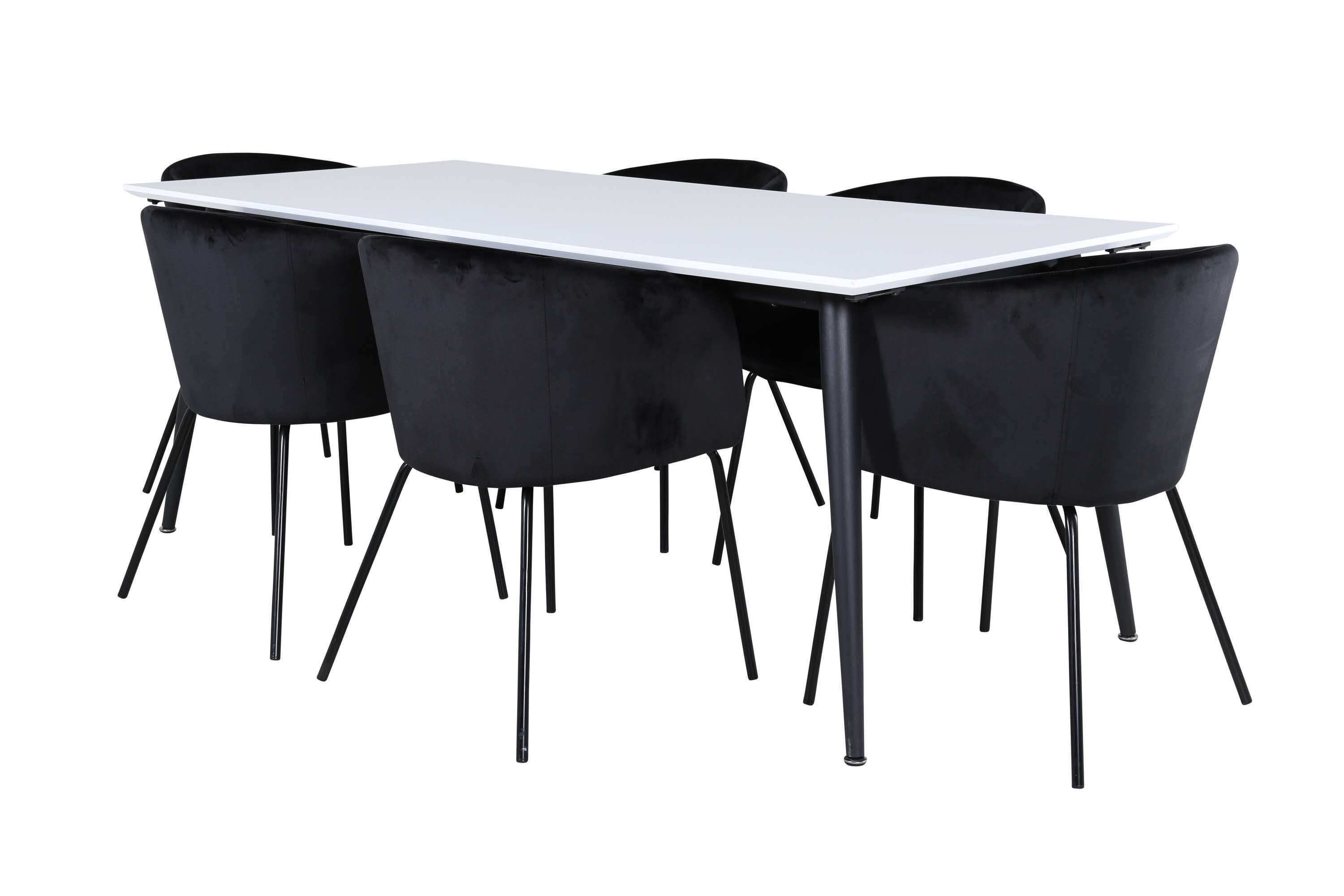 Venture Design Jimmy & Berit matgrupp Svart/vit 6 stolar & bord 195 x 90 cm