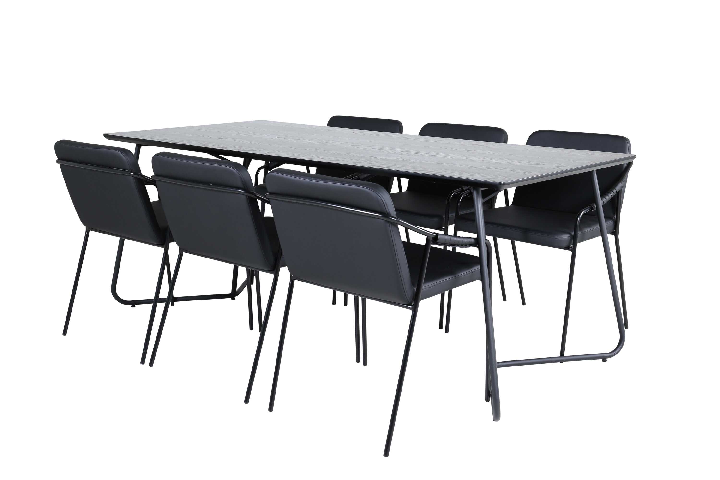 Venture Design Petra & Tvist matgrupp Svart/svart 6 stolar & bord 190 x 90 cm
