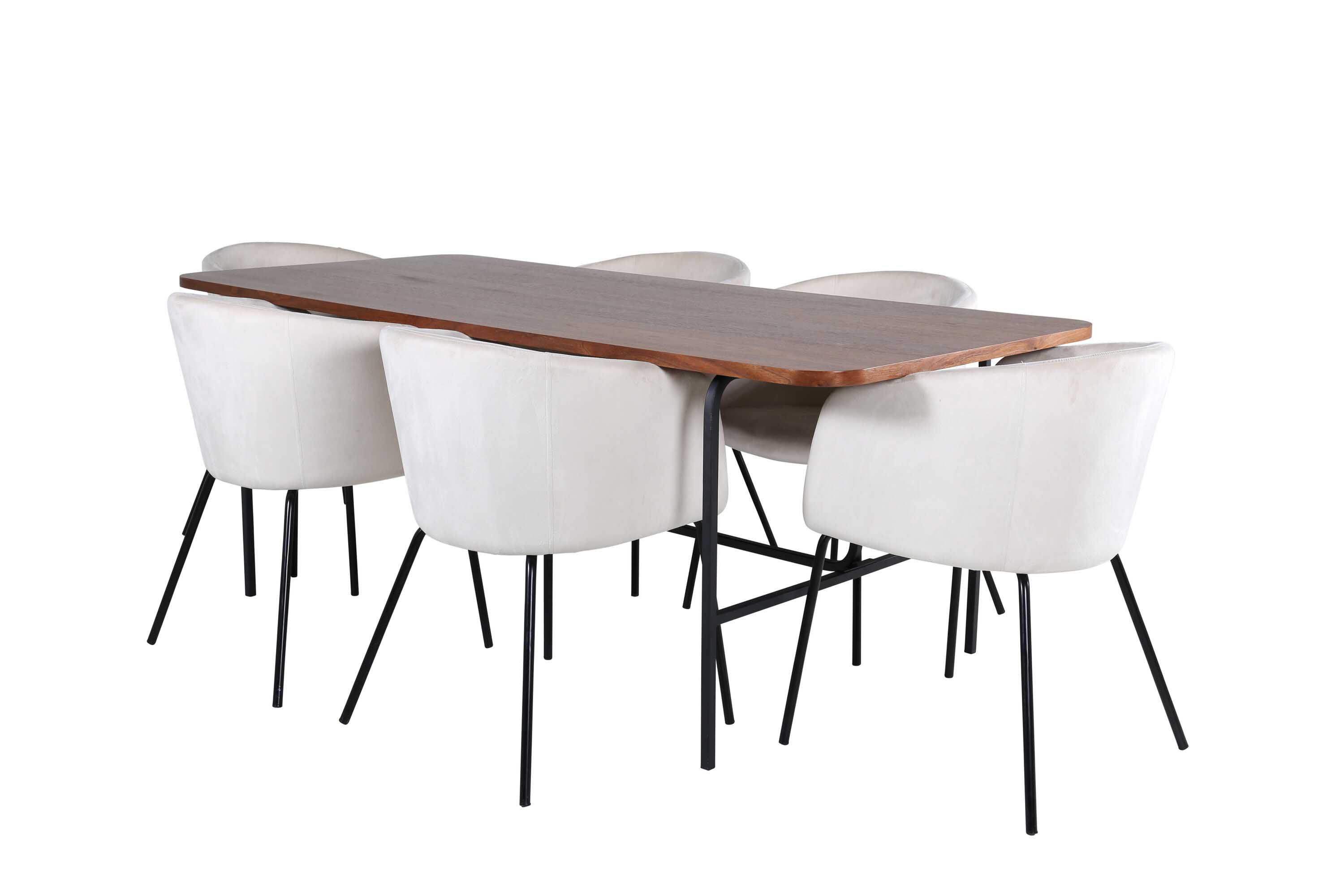 Venture Design Uno & Berit matgrupp Beige/natur 6 stolar & bord 200 x 90 cm