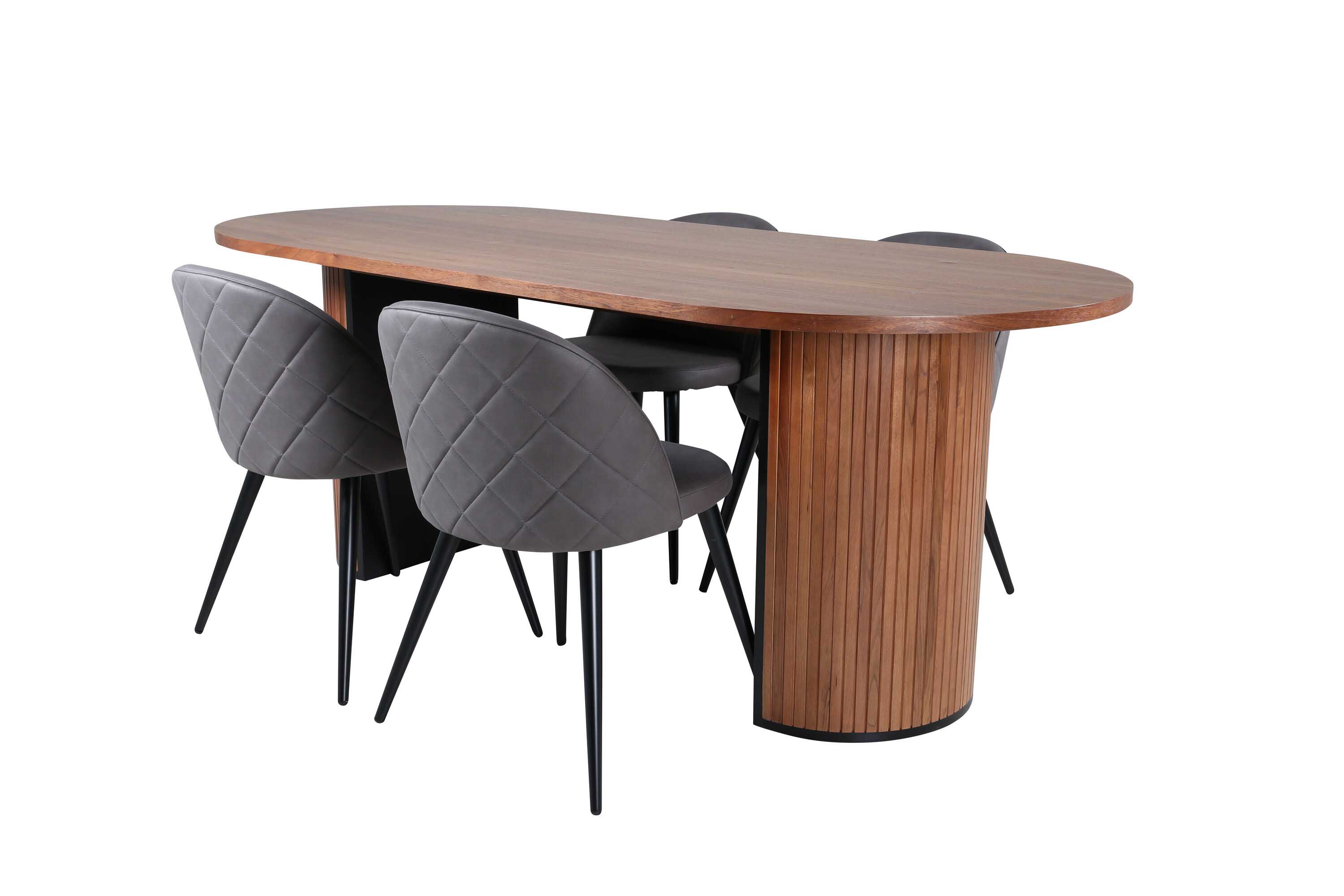 Venture Design Bianca & Velvet matgrupp Grå/natur 4 stolar & bord 200 x 90 cm