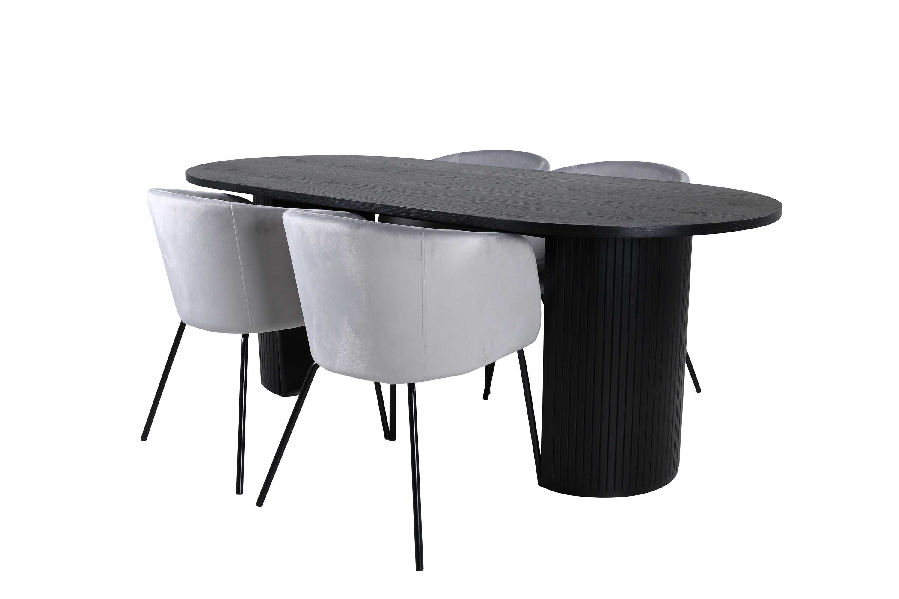 Venture Design Bianca & Berit matgrupp Grå/svart 4 stolar & bord 200 x 90 cm
