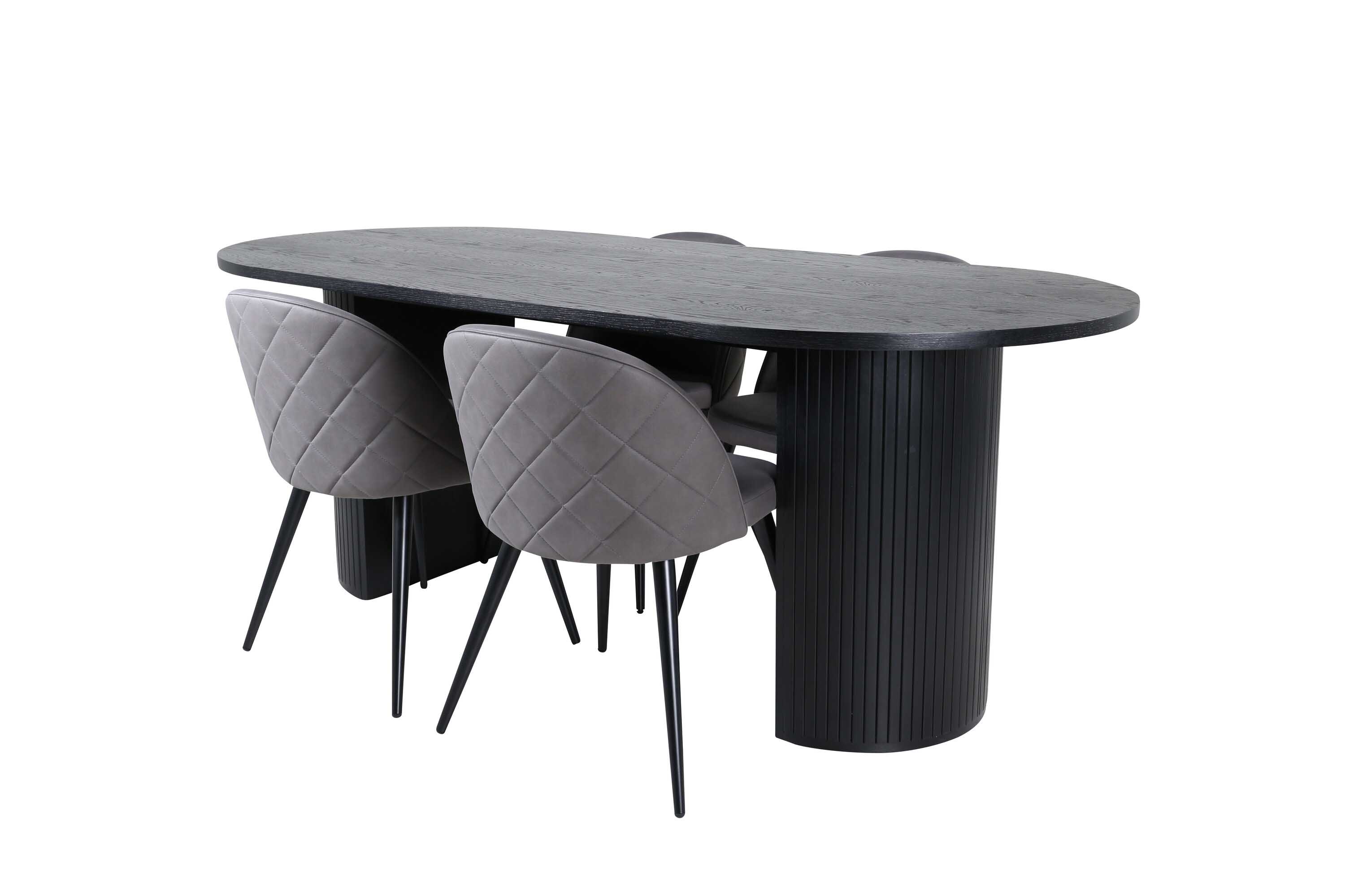 Venture Design Bianca & Velvet matgrupp Grå/svart 4 stolar & bord 200 x 90 cm