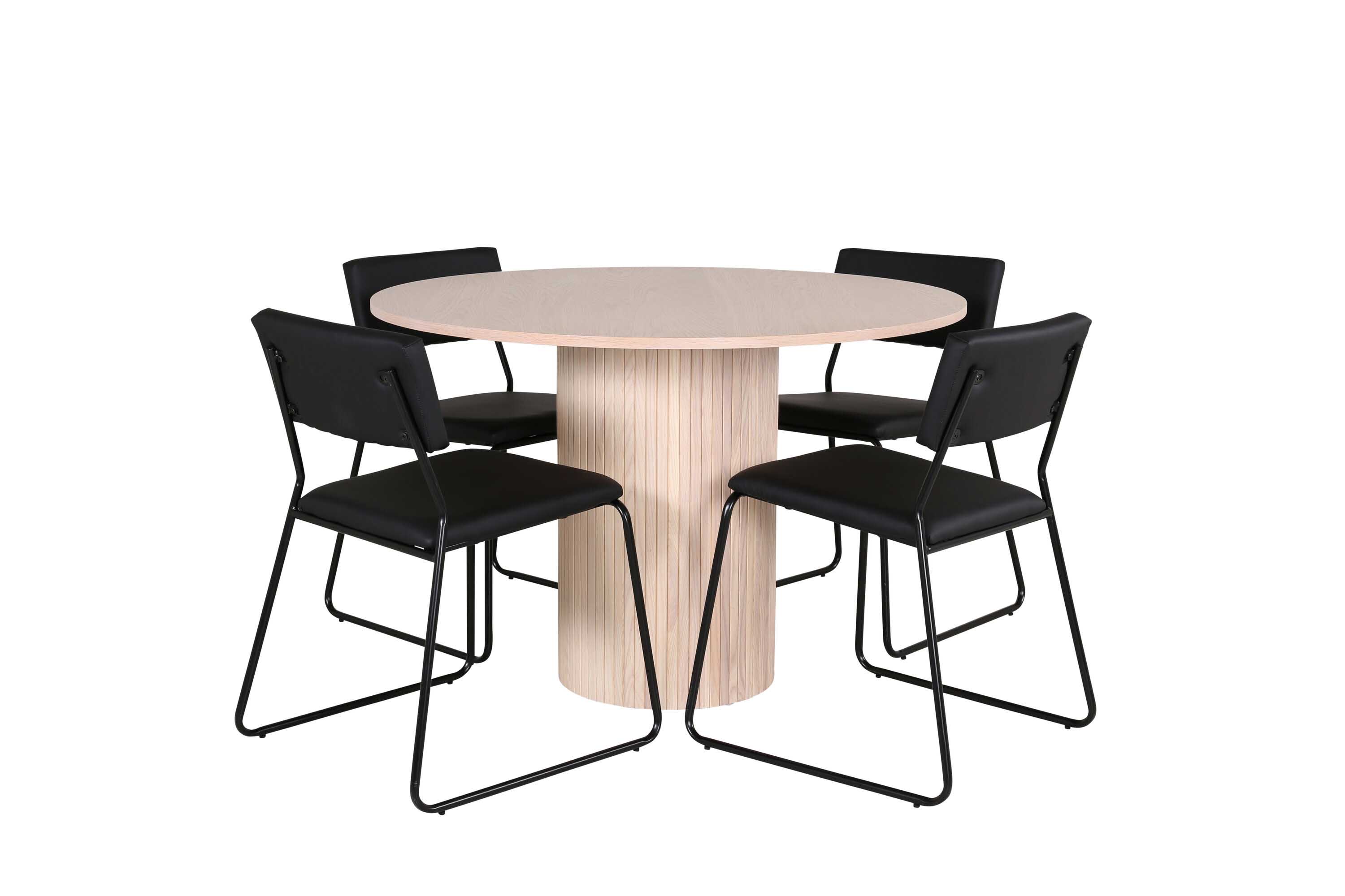 Venture Design Bianca & Kenth matgrupp Svart/vitwash 4 stolar & bord 110 cm
