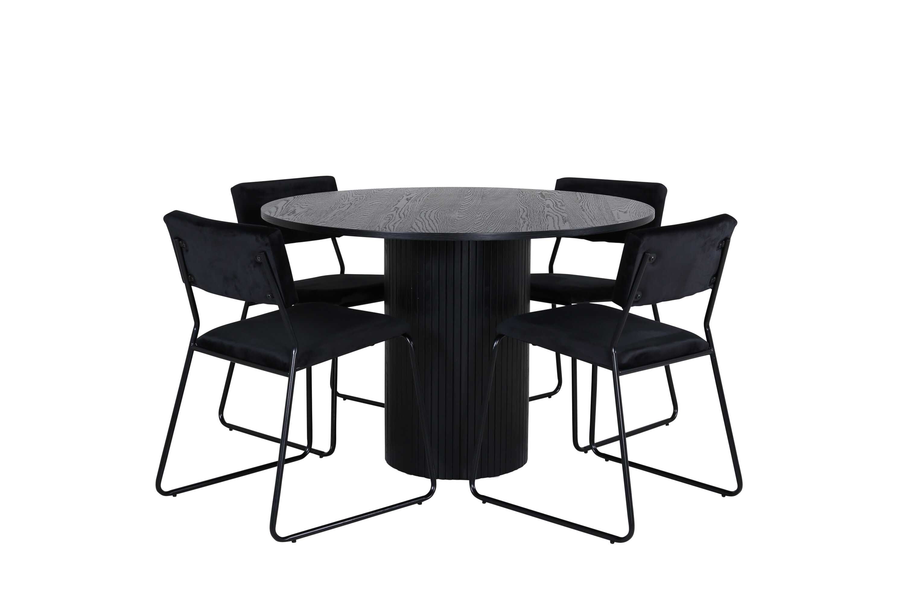 Venture Design Bianca & Kenth matgrupp Svart/svart 4 stolar & bord 110 cm