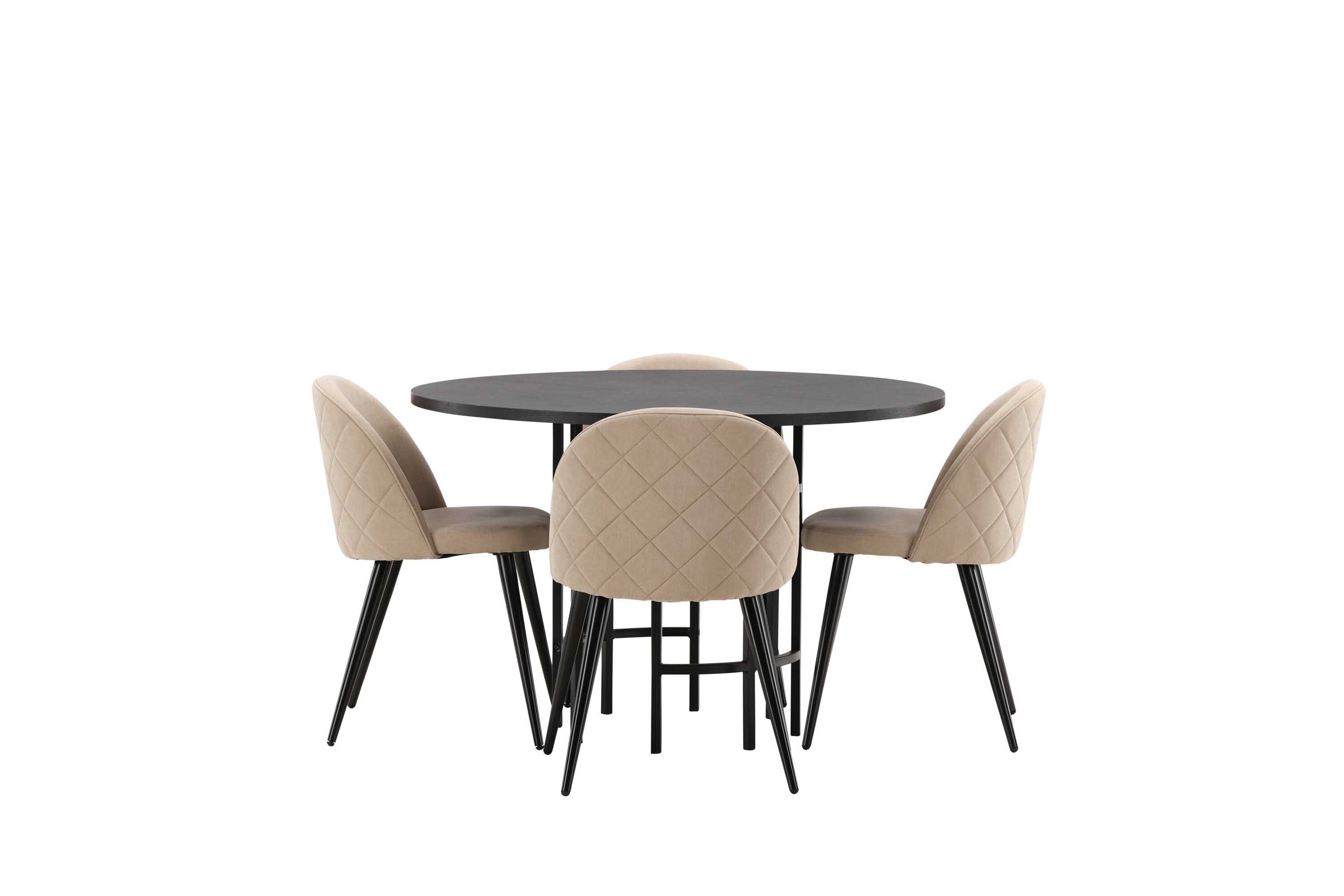 Venture Design Copenhagen & Velvet matgrupp Beige/svart 4 stolar & bord 115 cm