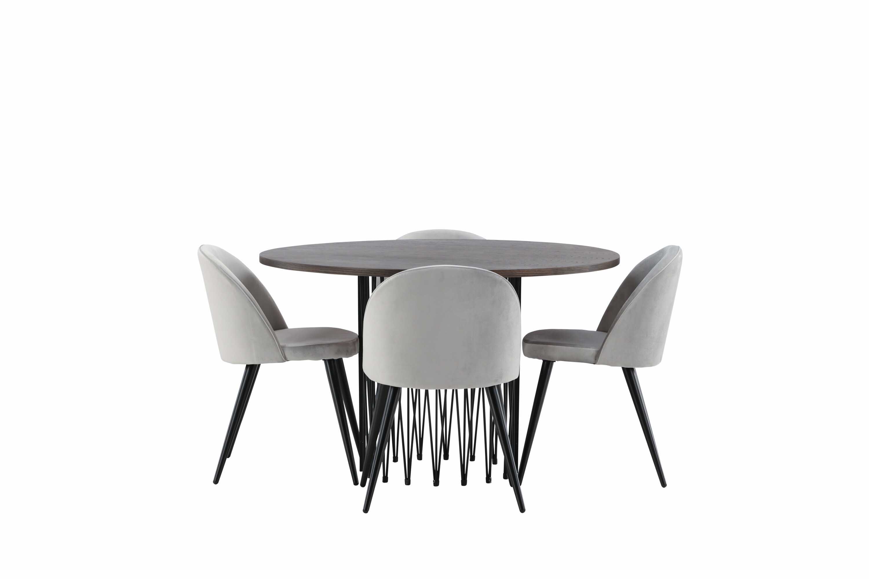 Venture Design Stone round & Velvet matgrupp Grå/mocca 4 stolar & bord 120 cm