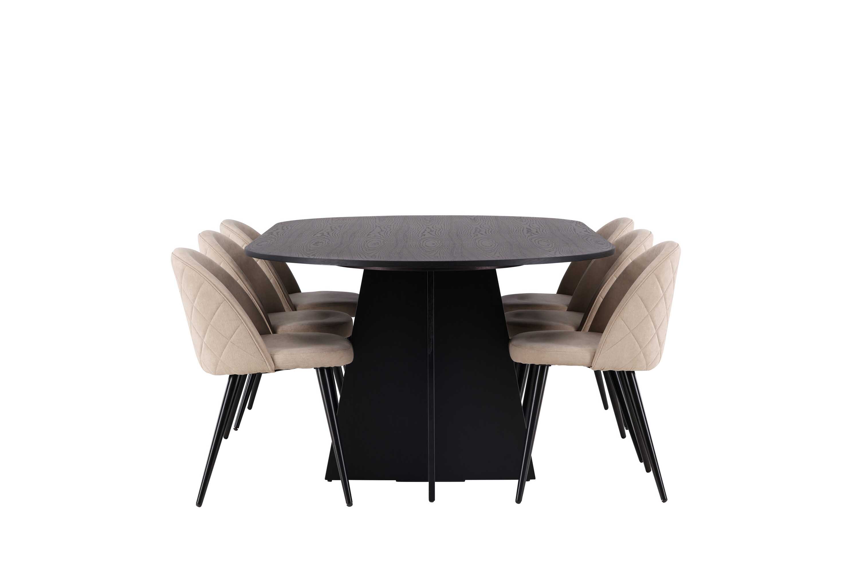 Venture Design Bootcut Oval & Velvet matgrupp Beige/svart 6 stolar & bord 230 x 115 cm