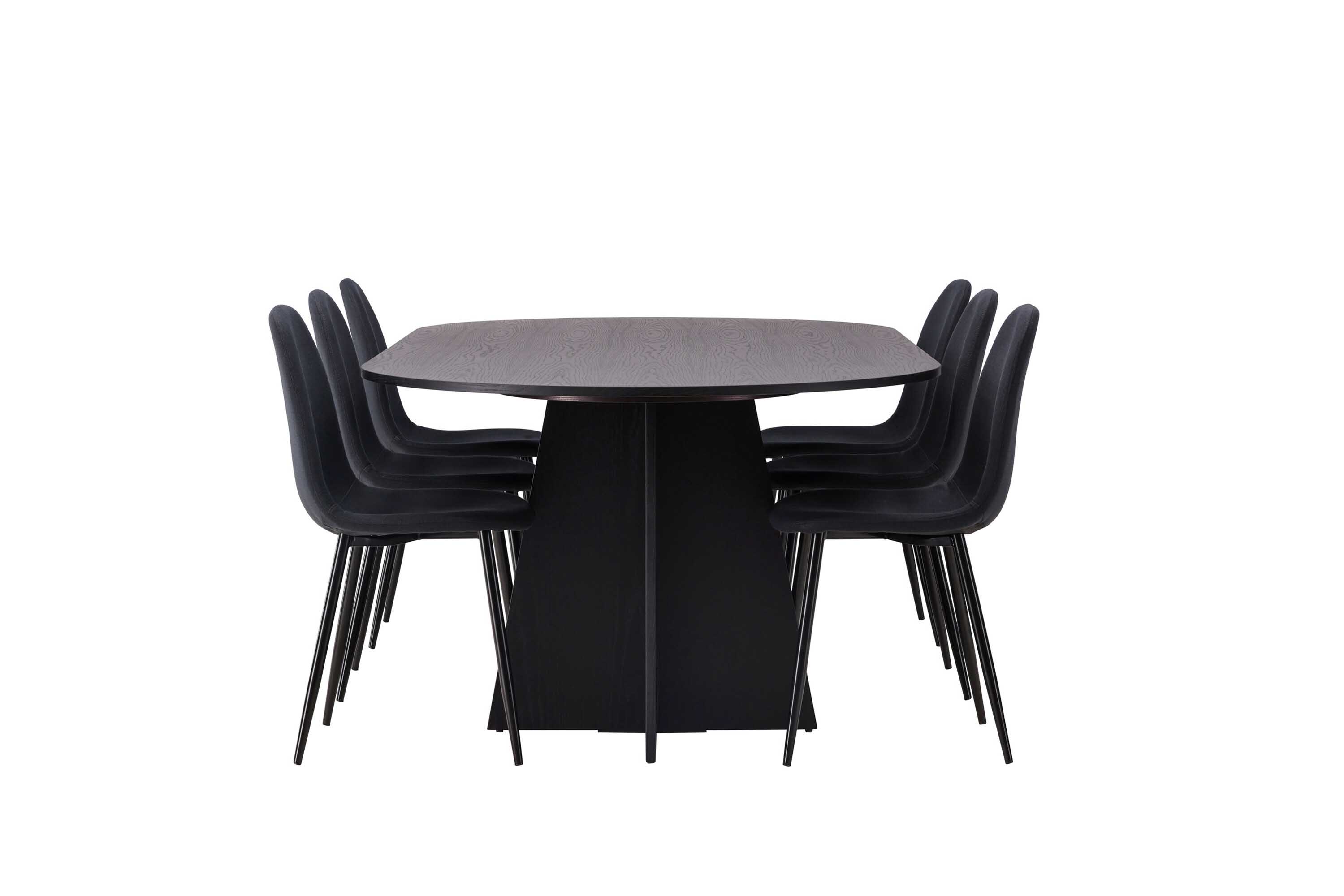 Venture Design Bootcut Oval & Polar matgrupp Svart/svart 6 stolar & bord 230 x 115 cm