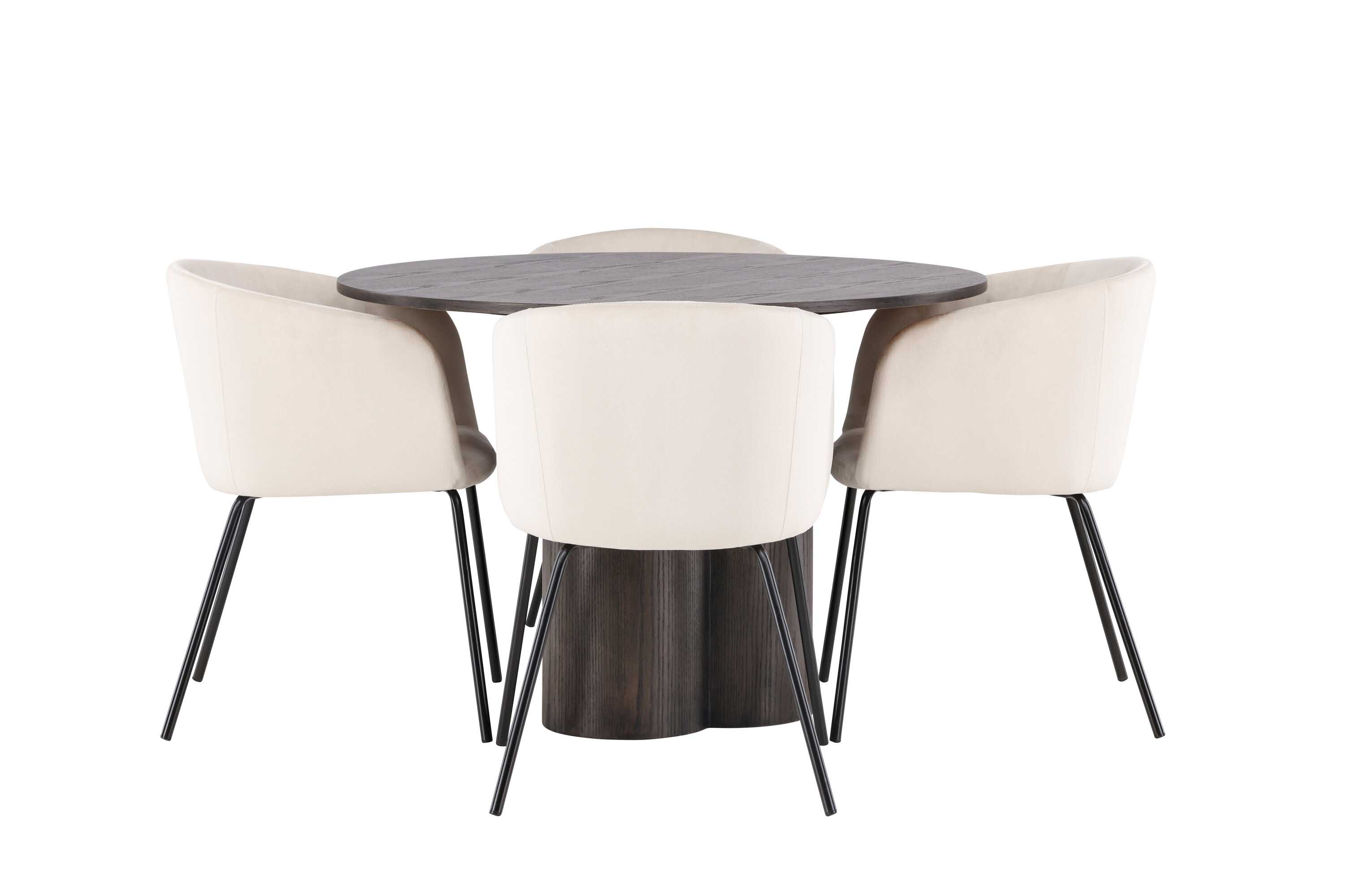 Venture Design Olivia & Berit matgrupp Beige/mocca 4 stolar & bord 110 cm