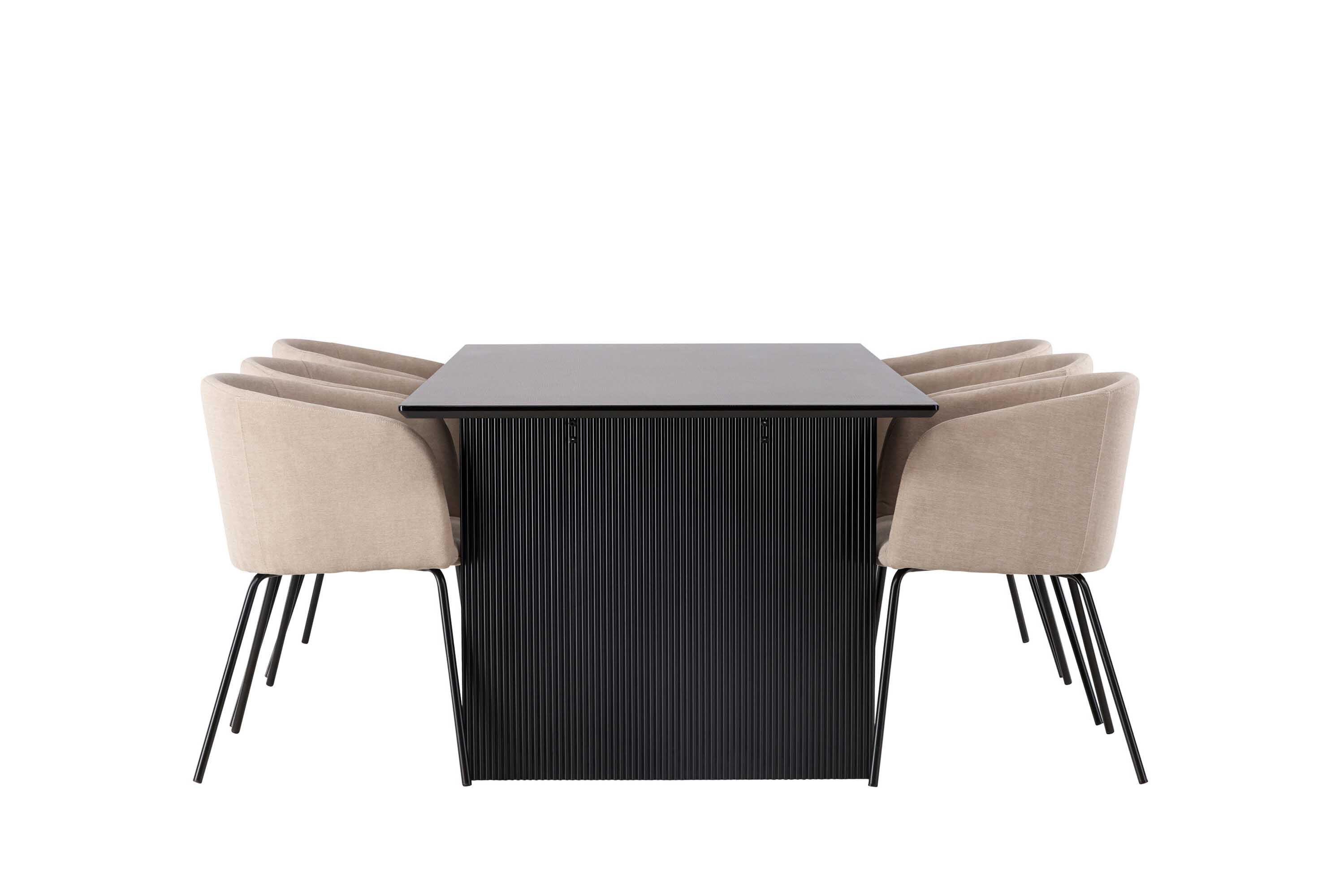 Venture Design Vail & Berit matgrupp Beige/svart 6 stolar & bord 200 x 100 cm