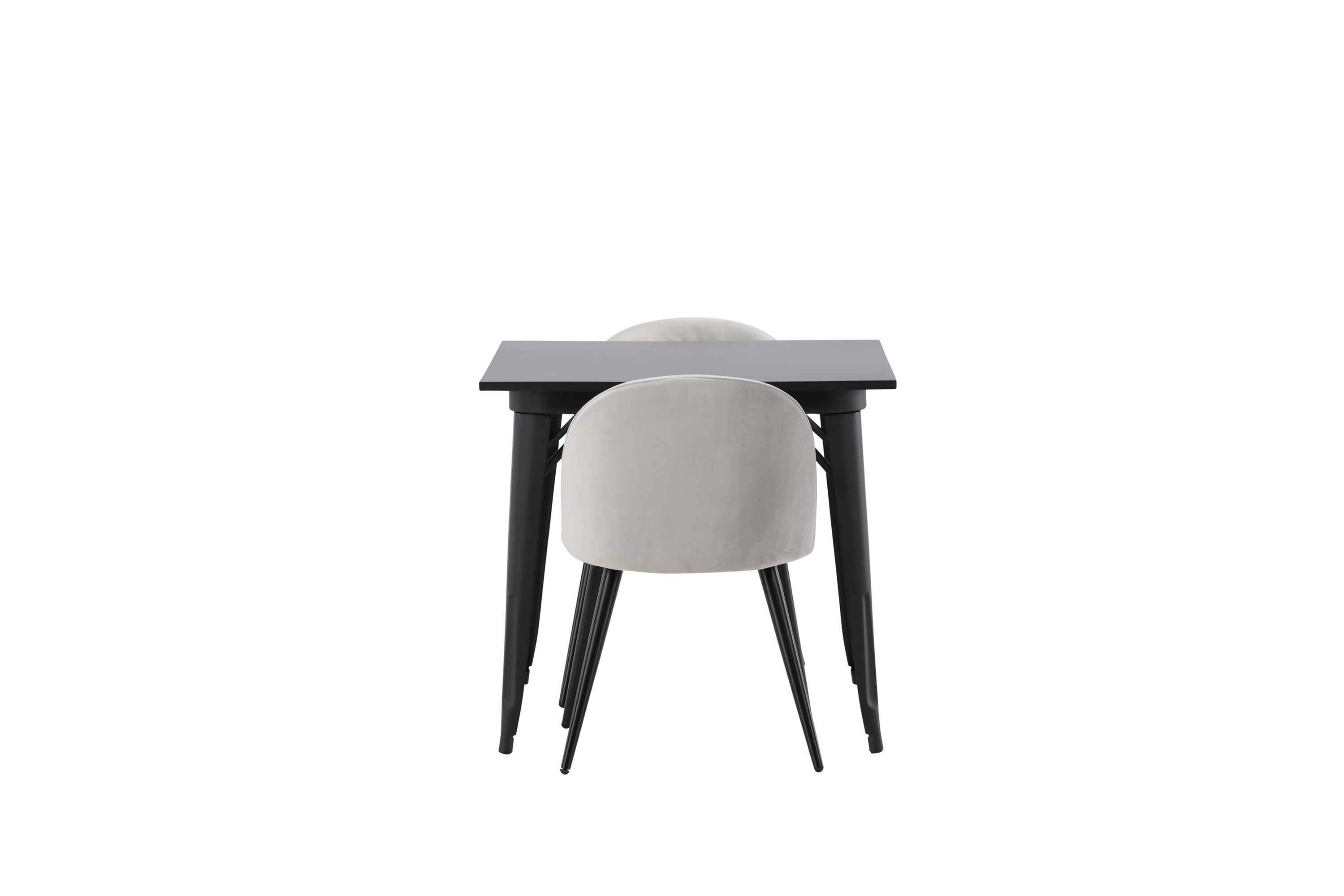 Venture Design Tempe & Velvet matgrupp Grå/svart 2 stolar & bord 80 x 80 cm