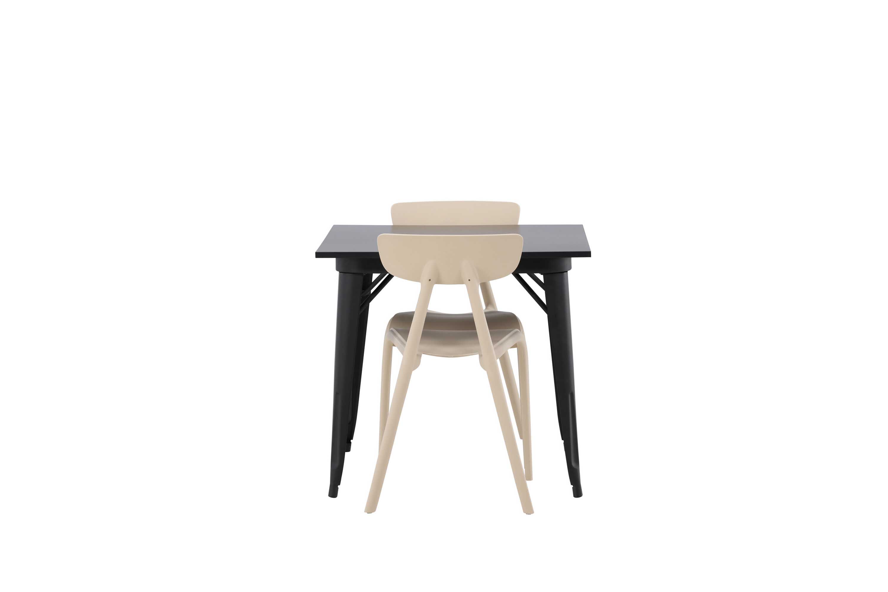 Venture Design Tempe & Ursholmen matgrupp Beige/svart 2 stolar & bord 80 x 80 cm