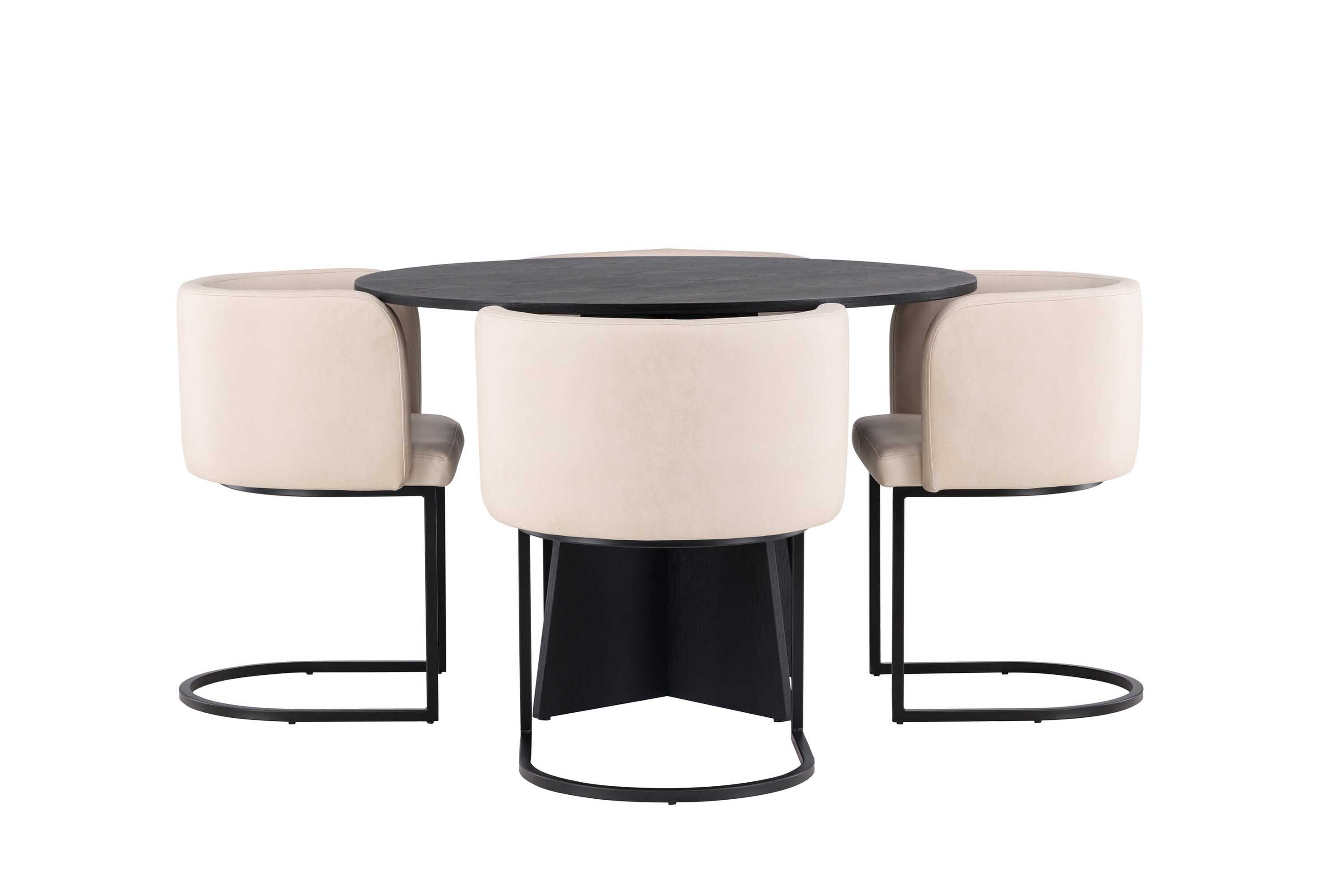 Venture Design Bootcut Oval & Simrishamn matgrupp Beige/svart 4 stolar & bord 110 cm