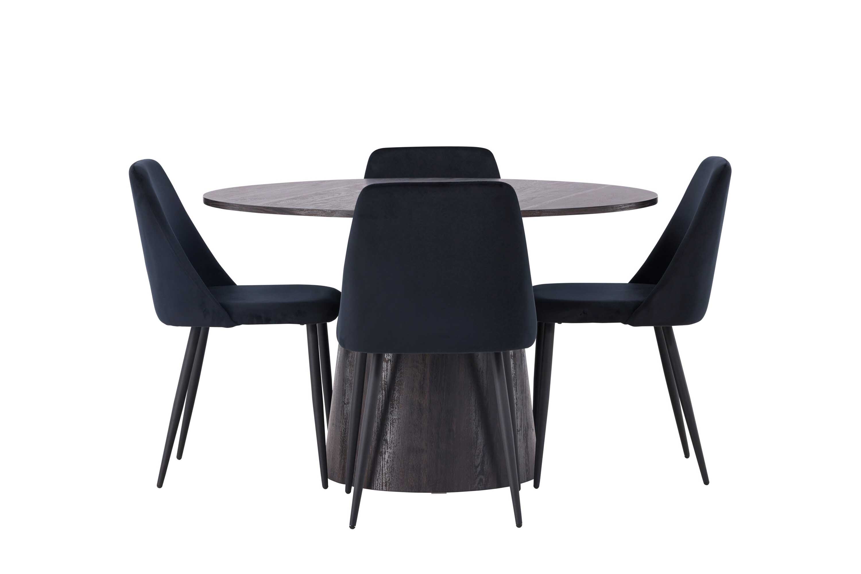 Venture Design Lanzo & Night matgrupp Svart/svart 4 stolar & bord 120 cm