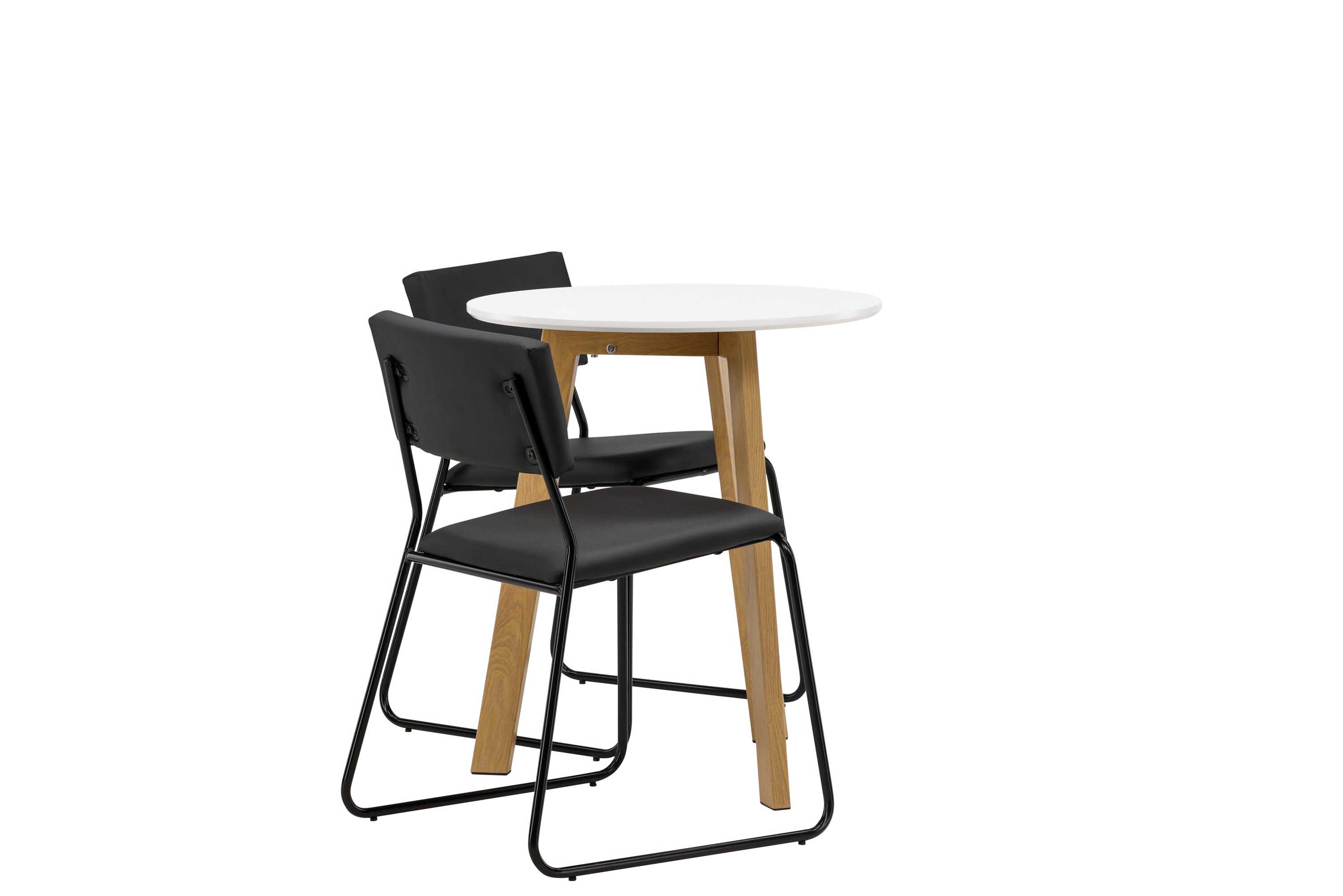 Venture Design Leonora & Kenth matgrupp Svart/vit 2 stolar & bord 65 cm
