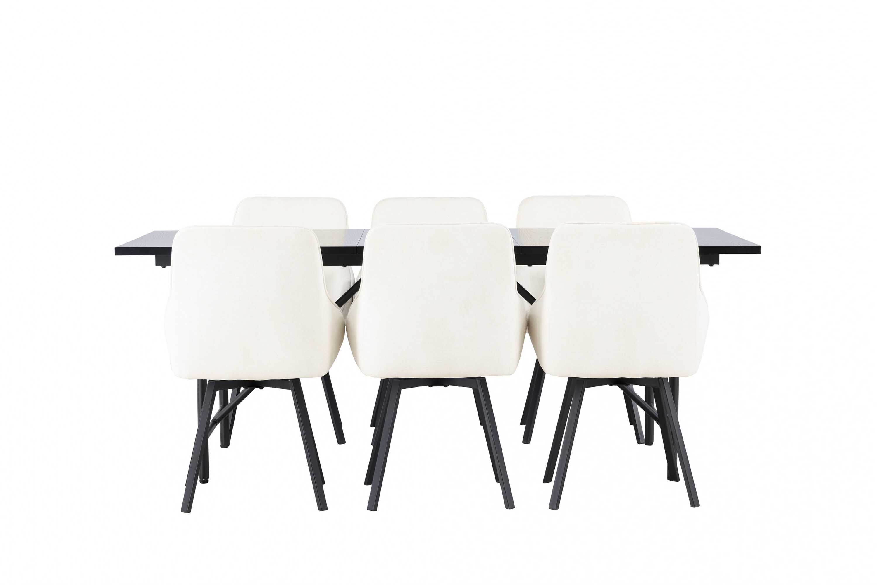 Venture Design Astrid & Rosie matgrupp Beige/svart 6 stolar & bord 200 x 90 cm