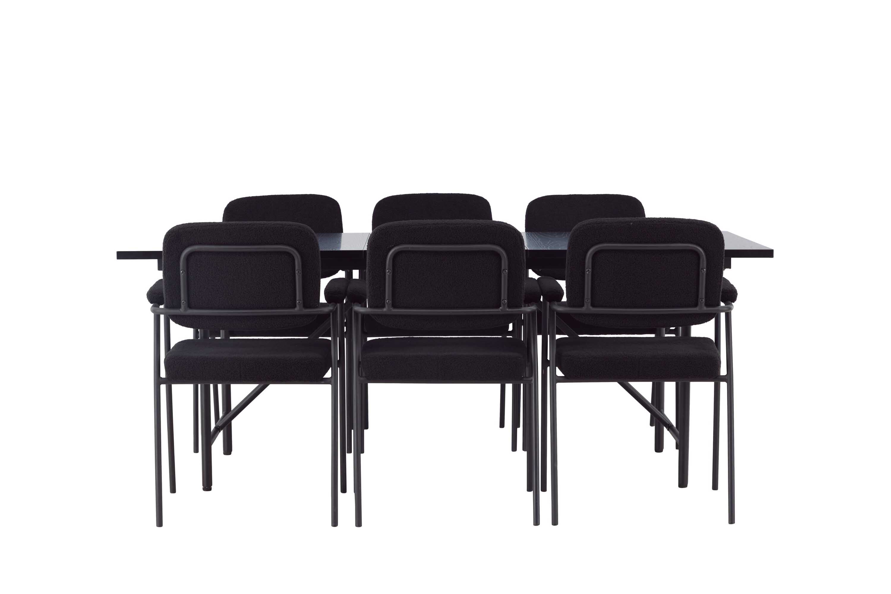 Venture Design Astrid & Yesterday matgrupp Svart/svart 6 stolar & bord 200 x 90 cm