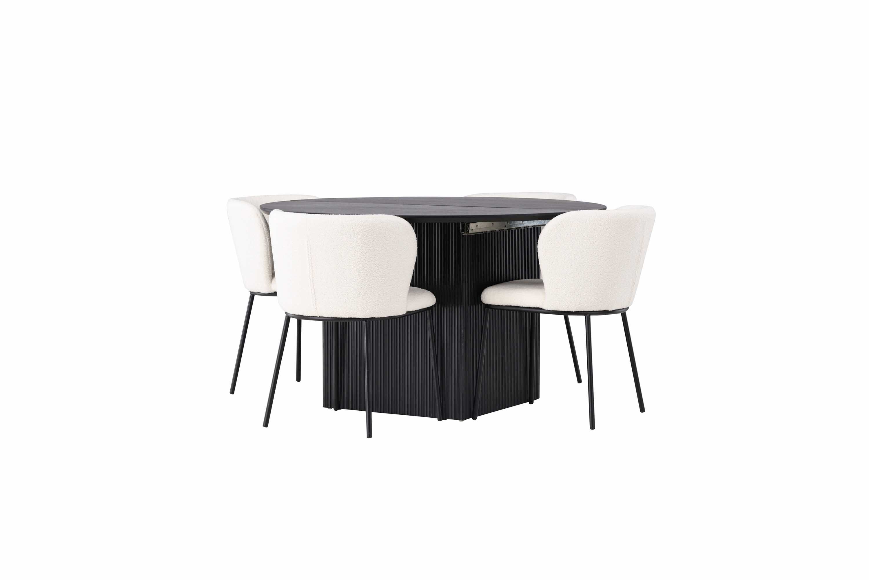 Venture Design Matilda & Edina matgrupp Vit/svart 4 stolar & bord 130 cm