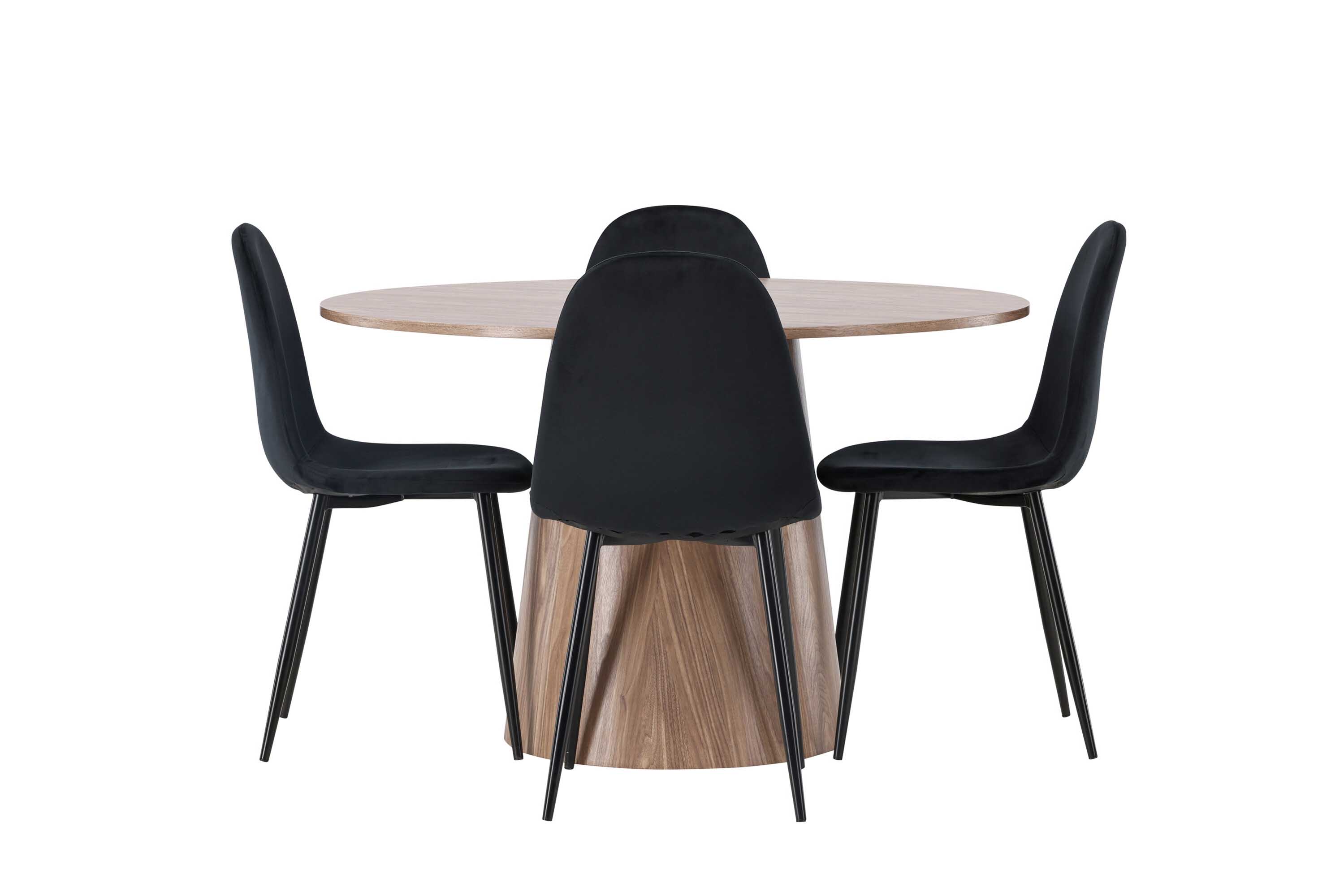 Venture Design Lanzo & Polar matgrupp Svart/natur 4 stolar & bord 120 cm