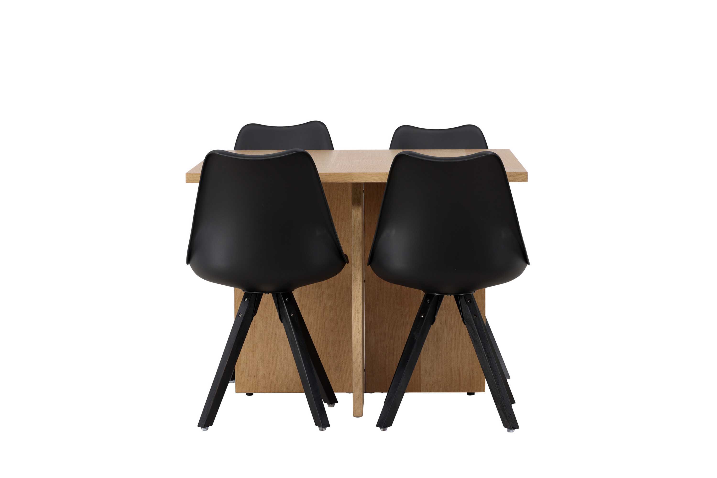 Venture Design Leo & Zeno matgrupp Svart/natur 4 stolar & bord 100 x 100 cm
