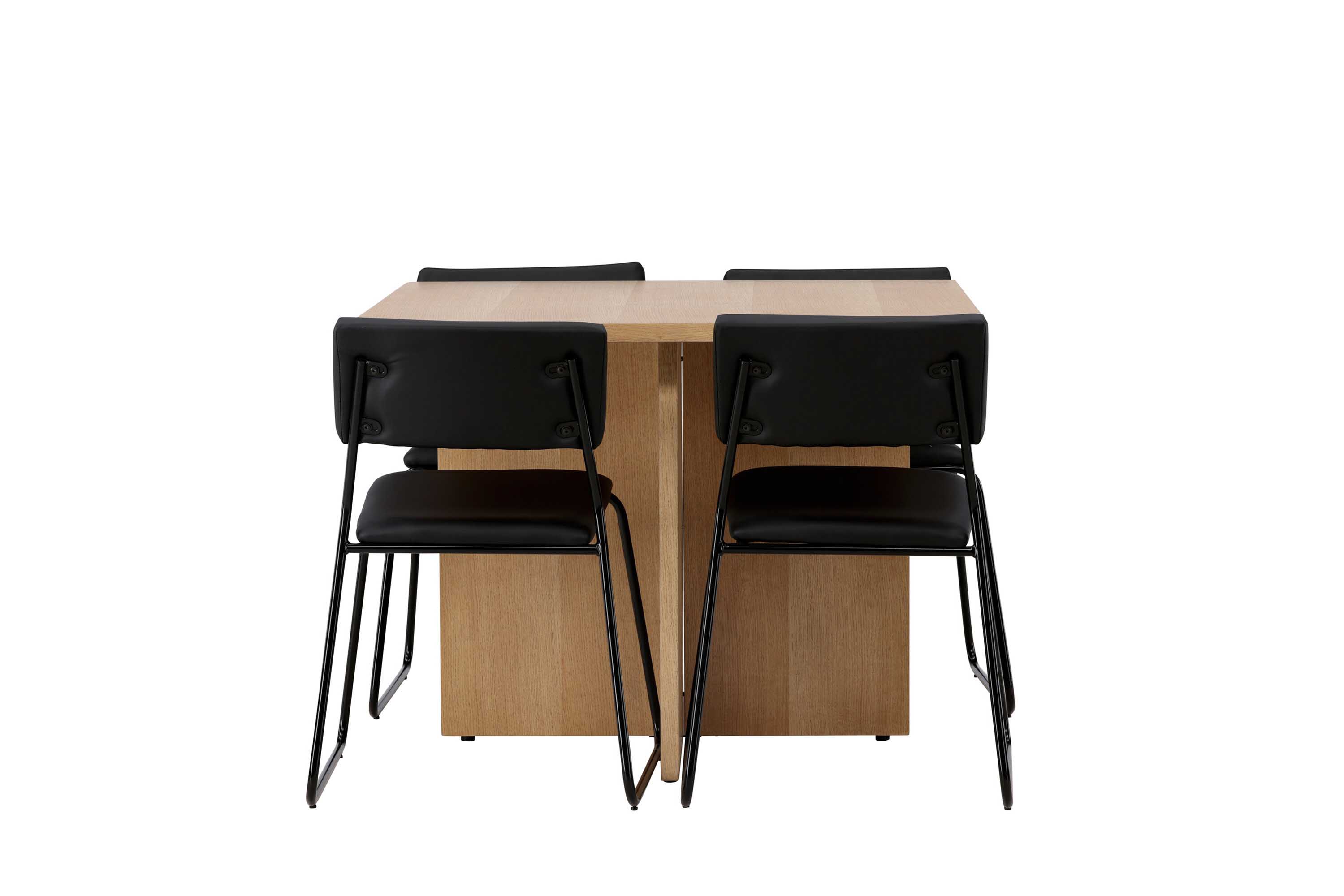 Venture Design Leo & Kenth matgrupp Svart/natur 4 stolar & bord 100 x 100 cm