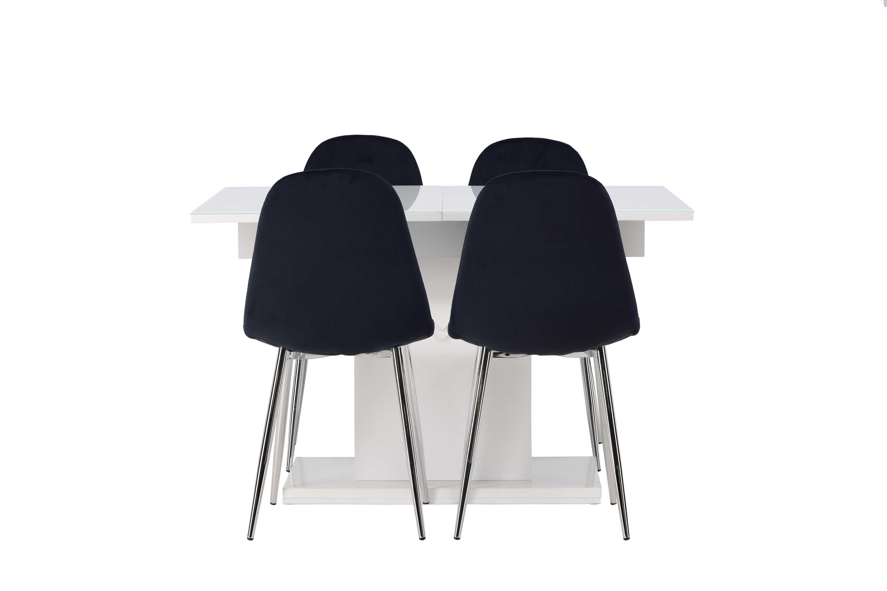 Venture Design Pluto & Polar matgrupp Svart/vit 4 stolar & bord 120 x 90 cm