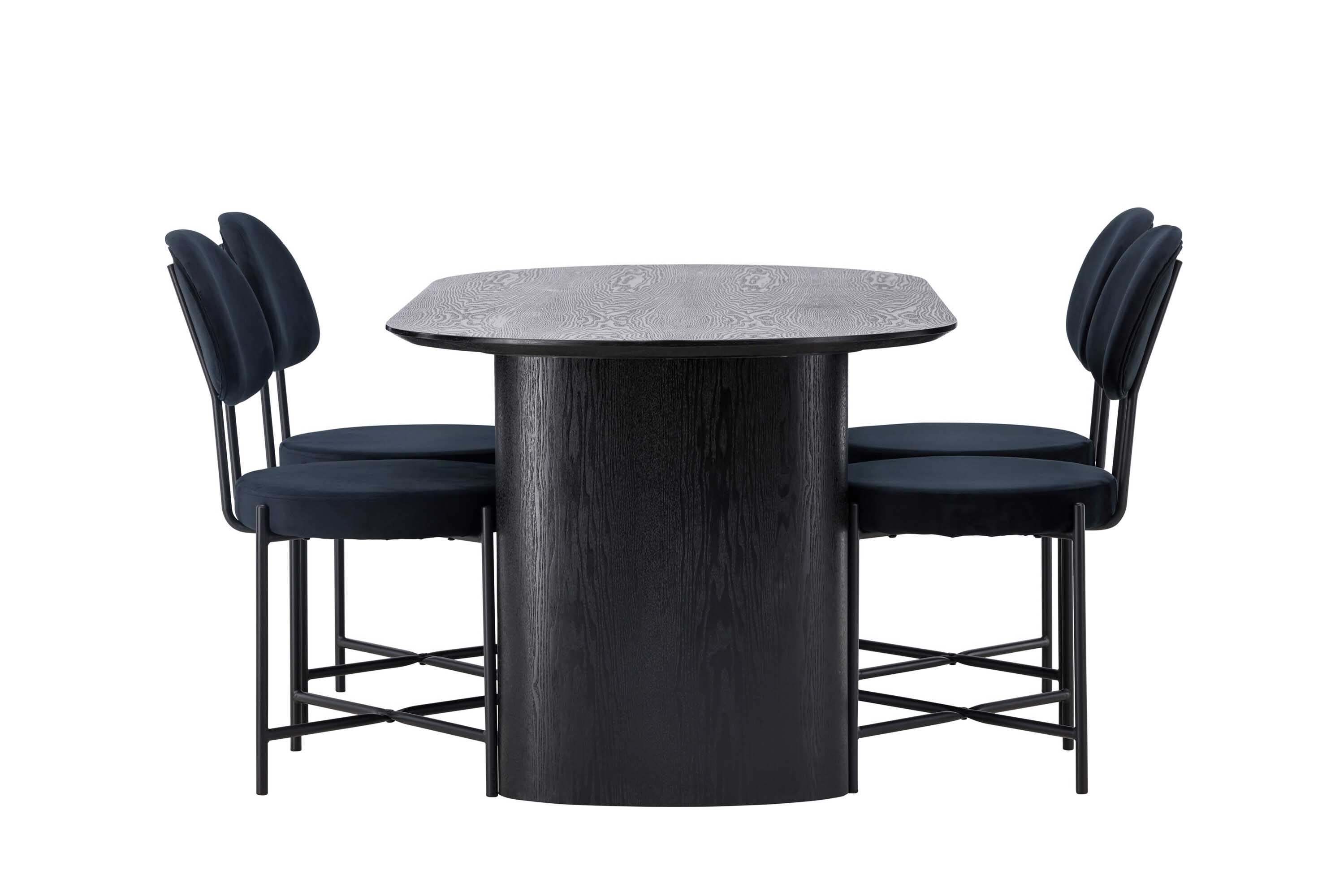 Venture Design Isolde & Stella matgrupp Svart/svart 4 stolar & bord 180 x 90 cm
