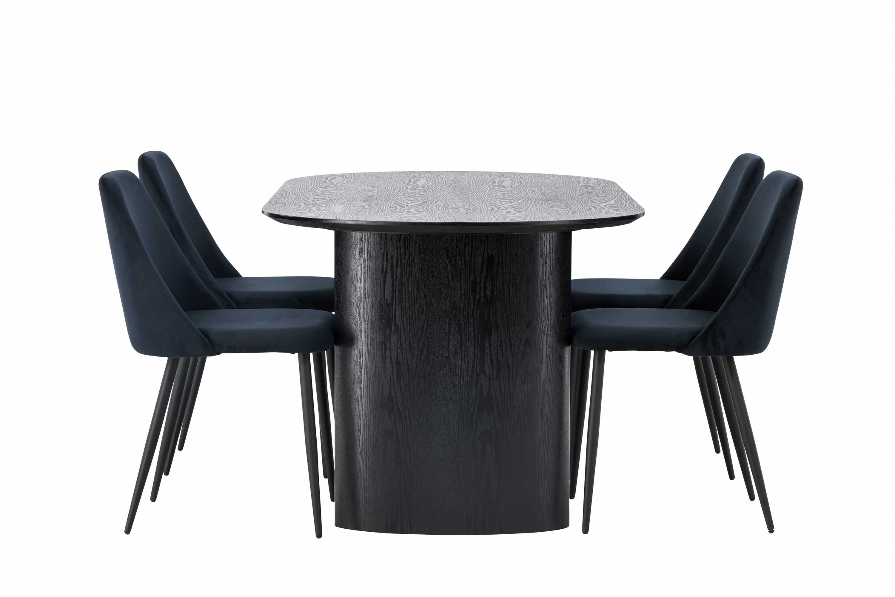 Venture Design Isolde & Night matgrupp Svart/svart 4 stolar & bord 180 x 90 cm