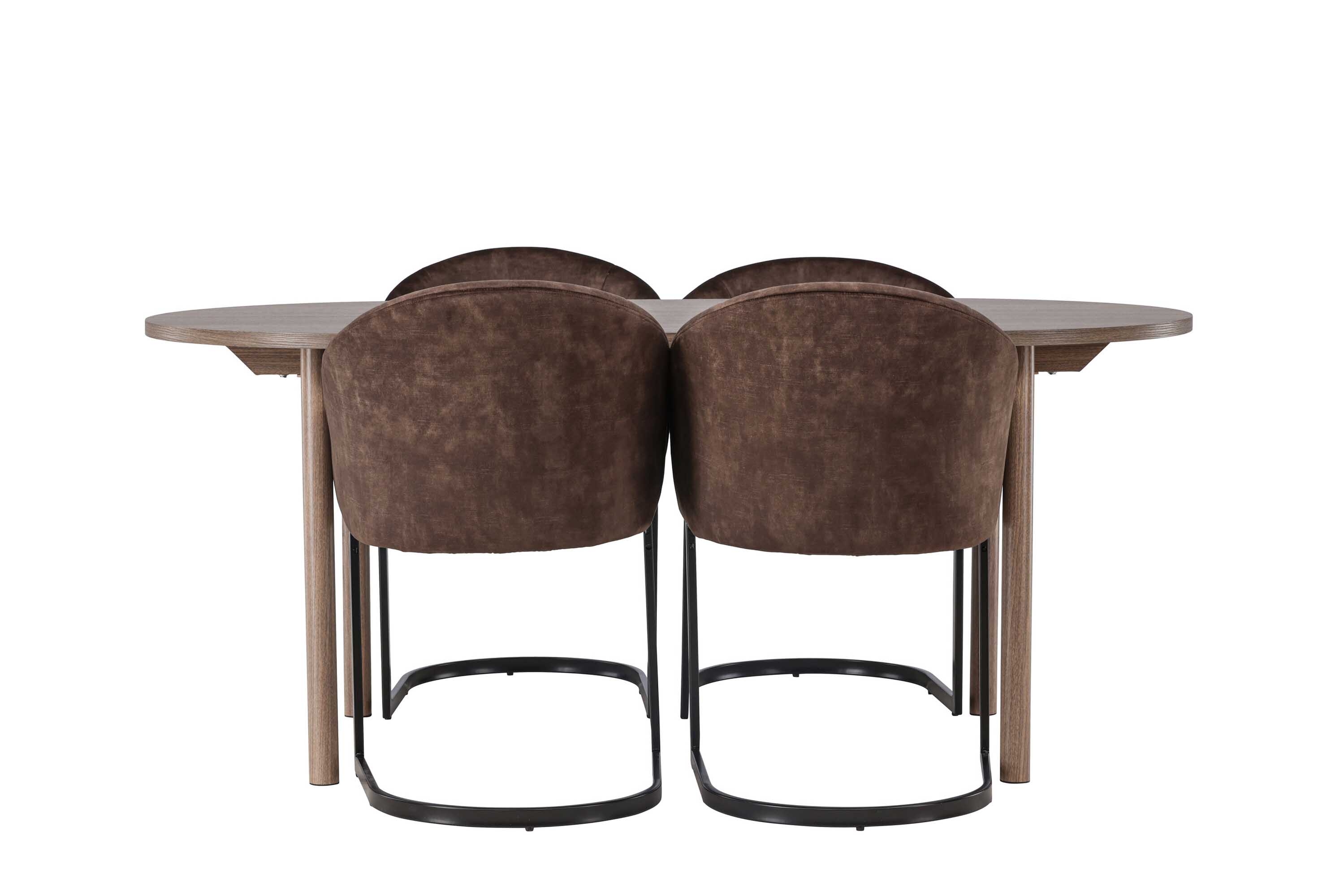 Venture Design Andy & Evening matgrupp Mörkbrun/natur 4 stolar & bord 180 x 90 cm