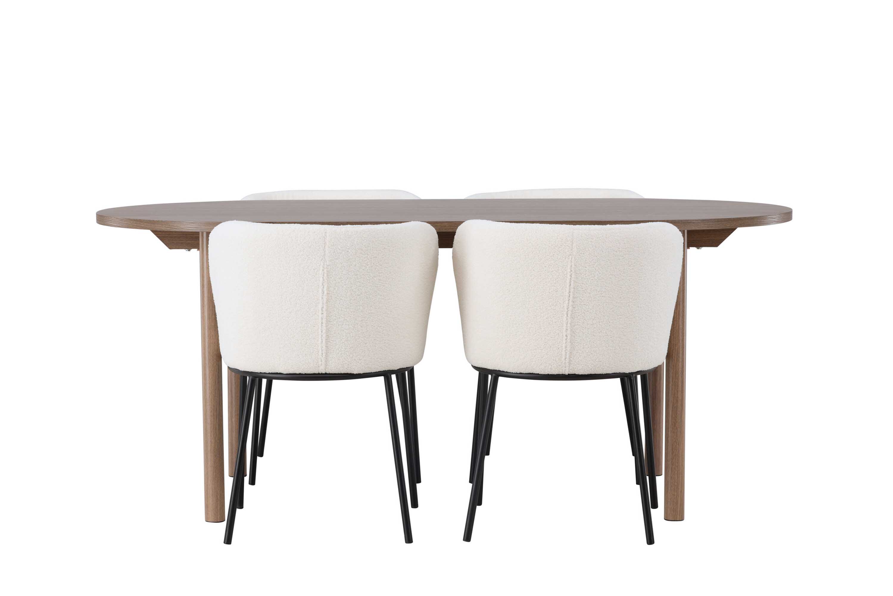 Venture Design Andy & Edina matgrupp Vit/natur 4 stolar & bord 180 x 90 cm