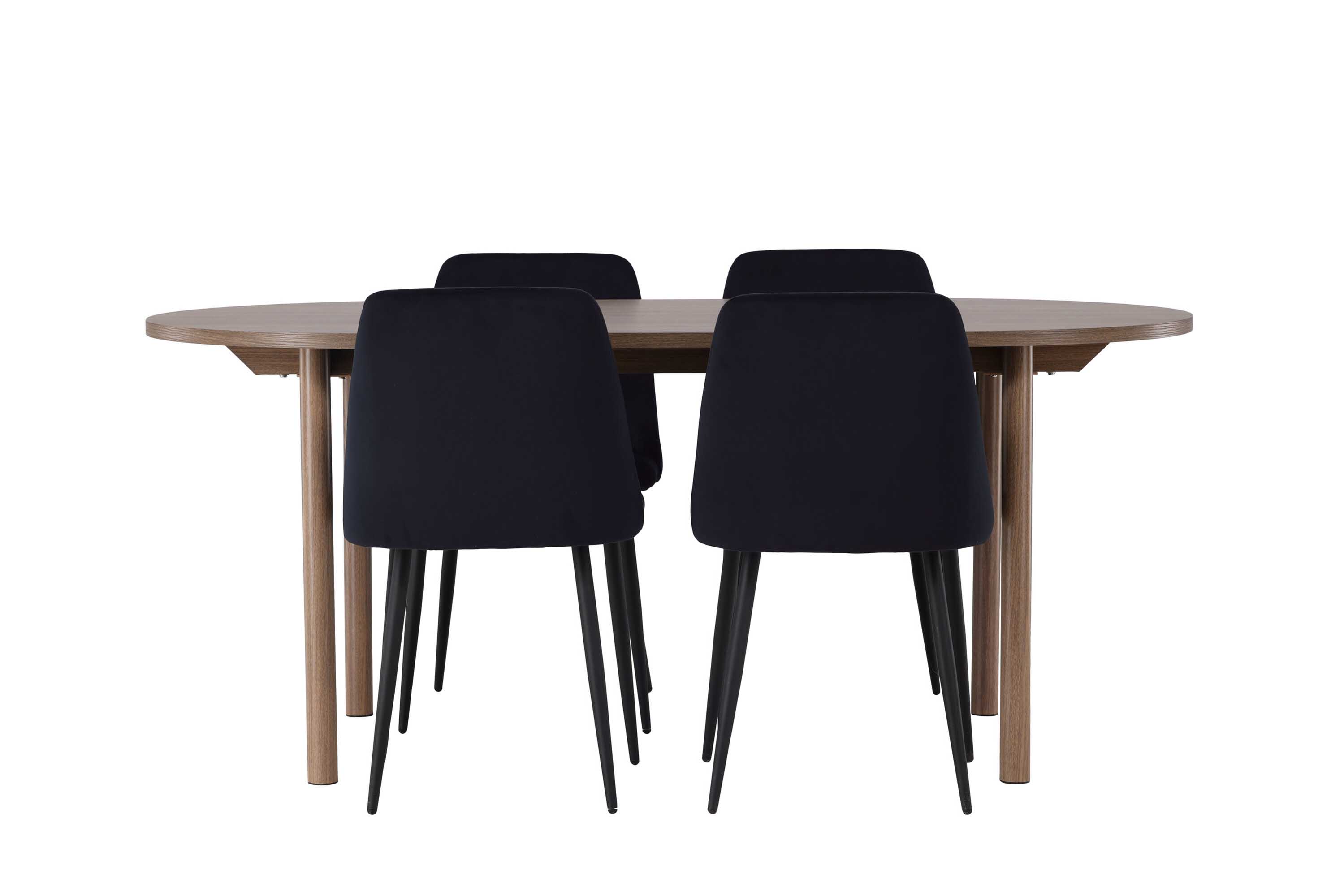 Venture Design Andy & Night matgrupp Svart/natur 4 stolar & bord 180 x 90 cm