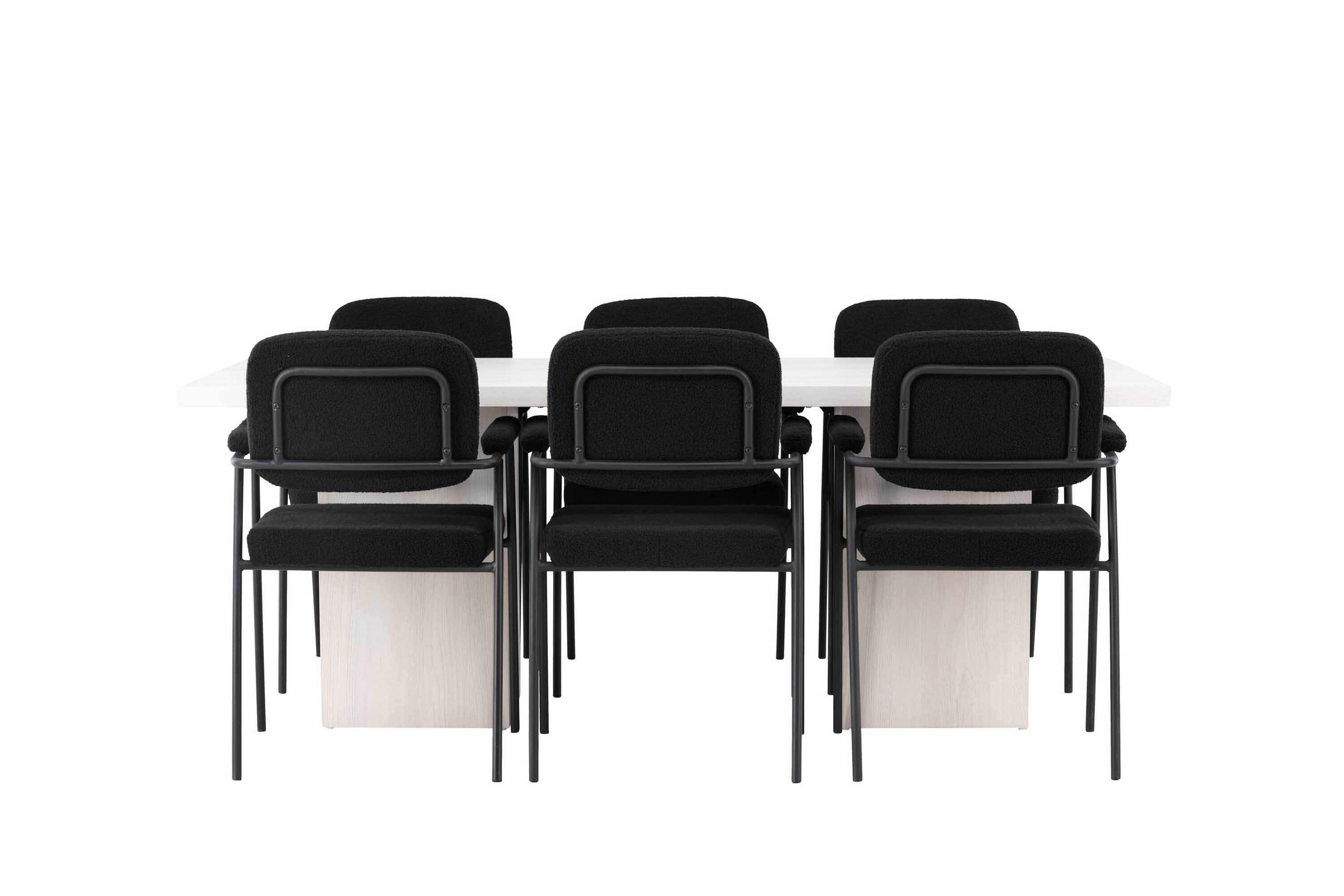 Venture Design Olga & Yesterday matgrupp Svart/vit 6 stolar & bord 200 x 90 cm