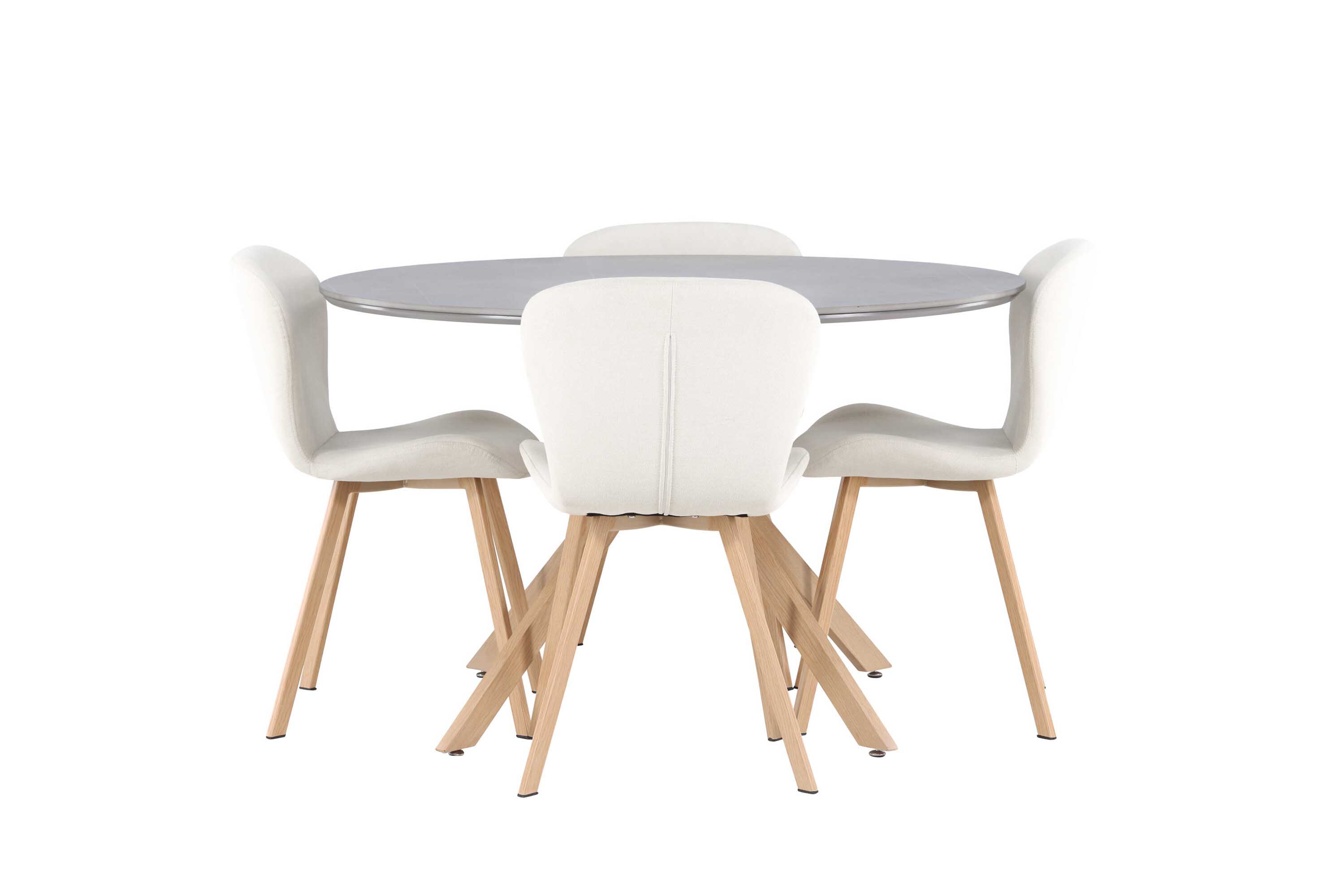 Venture Design Piazza & Lilja matgrupp Beige/grå 4 stolar & bord 120 cm