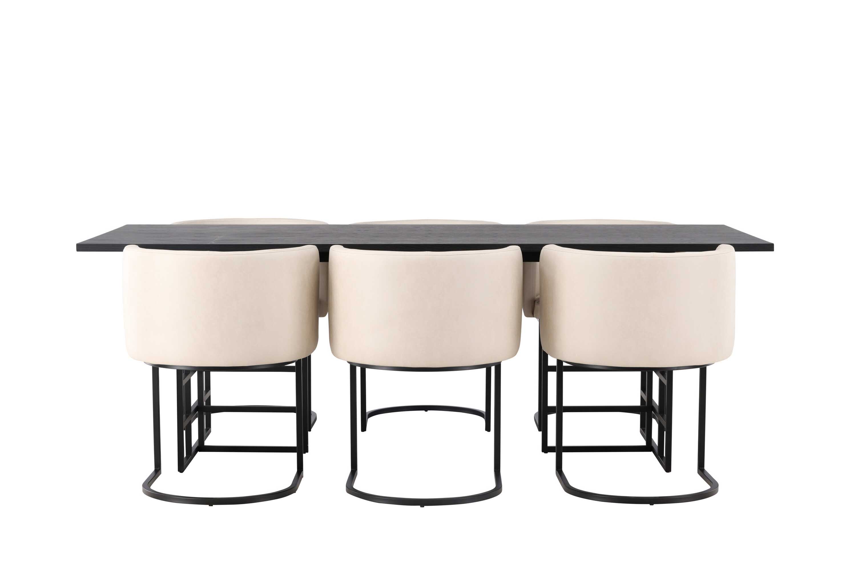Venture Design Ystad & Simrishamn matgrupp Beige/svart 6 stolar & bord 220 x 100 cm
