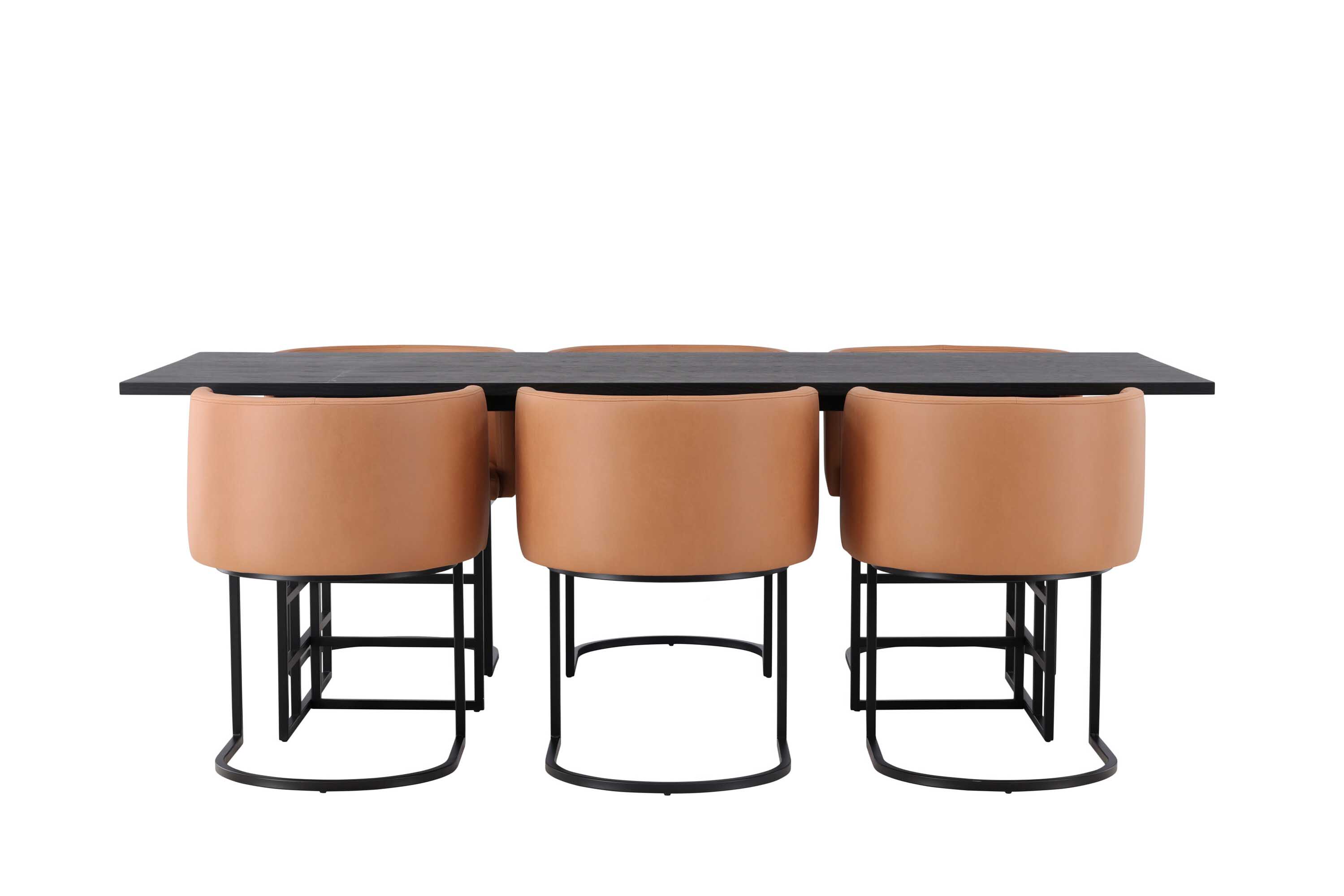 Venture Design Ystad & Simrishamn matgrupp Brun/svart 6 stolar & bord 220 x 100 cm