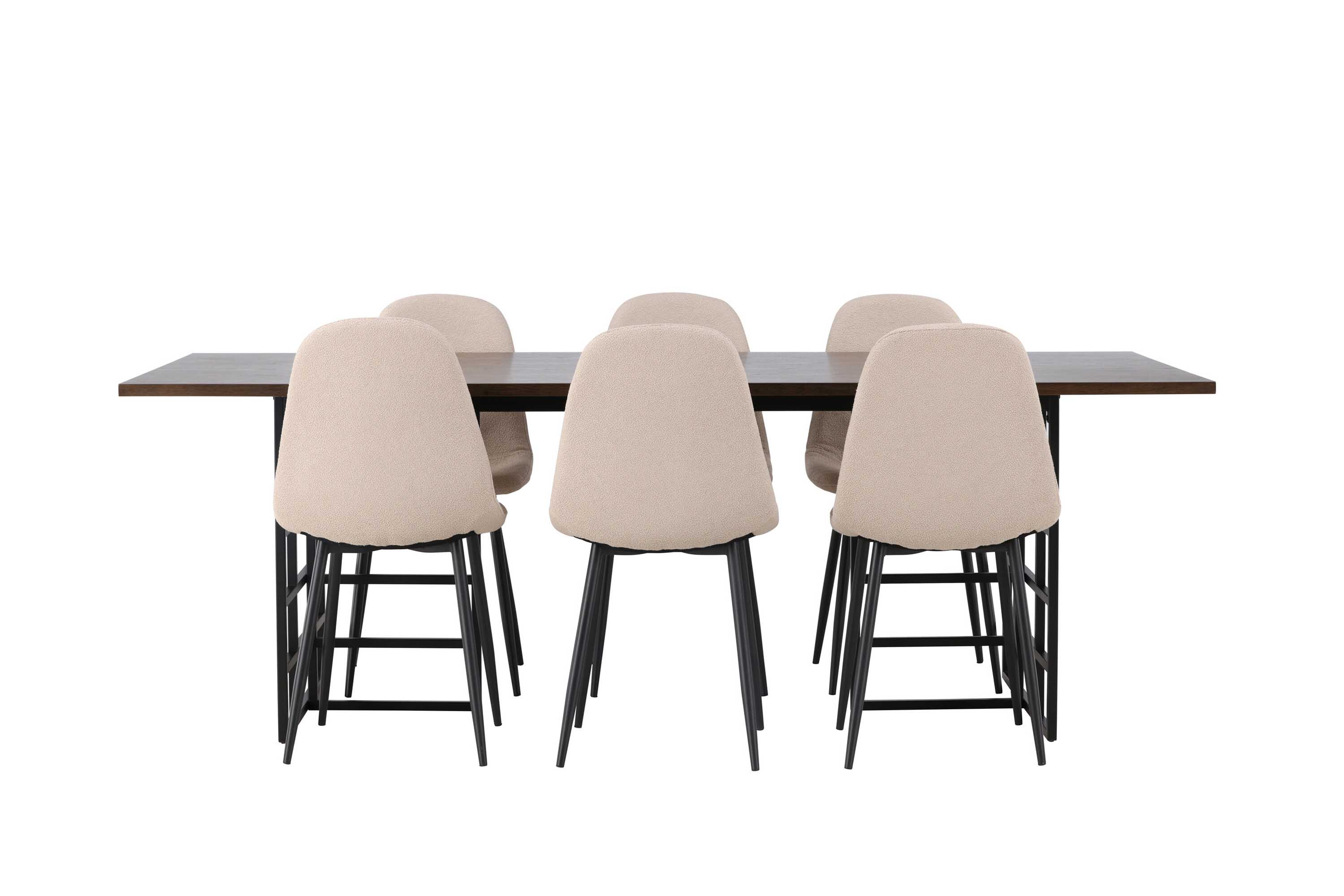 Venture Design Ystad & Polar matgrupp Beige/mocca 6 stolar & bord 220 x 100 cm