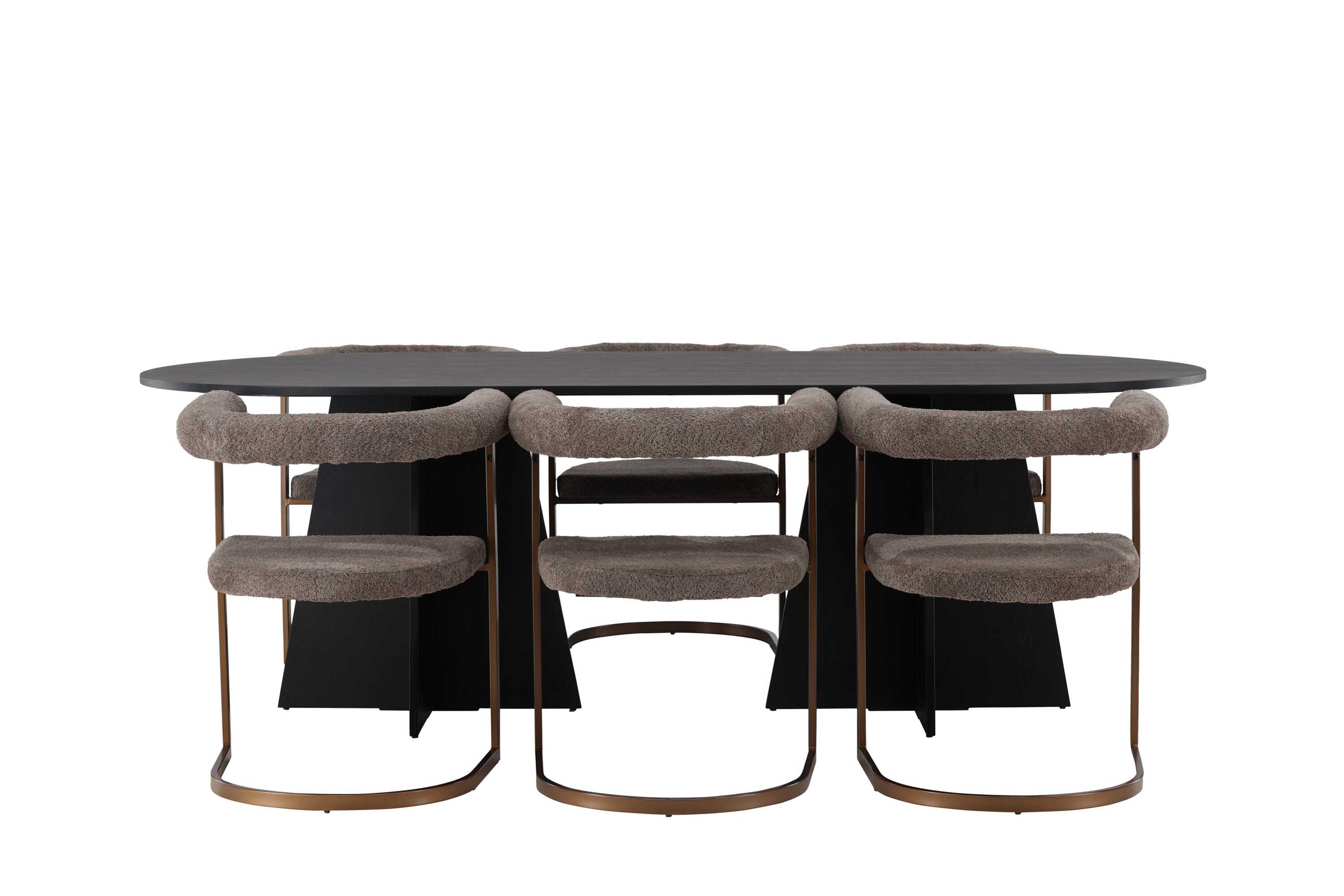Venture Design Bootcut & Morning matgrupp Brun/svart 6 stolar & bord 230 x 115 cm