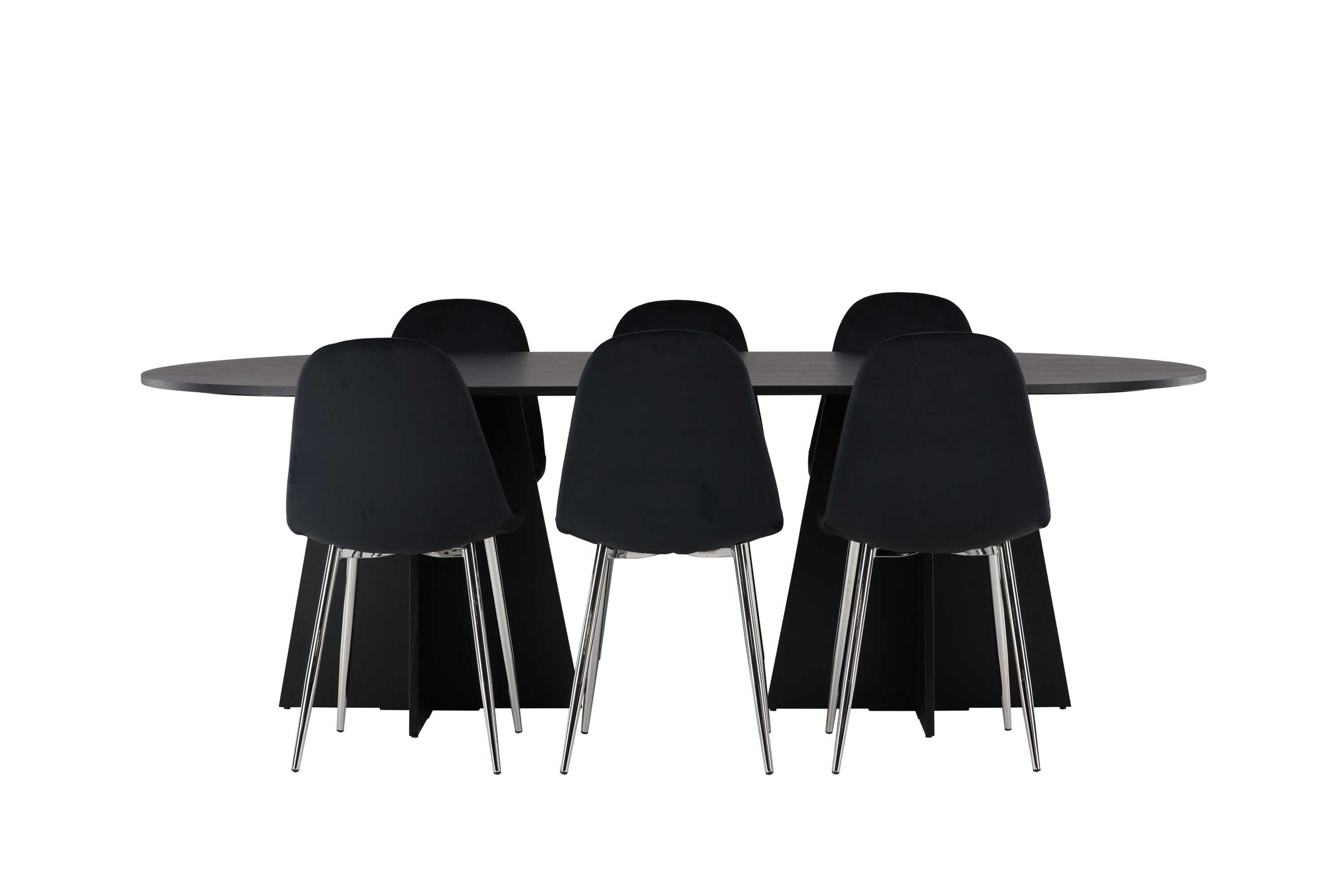 Venture Design Bootcut & Polar matgrupp Svart/svart 6 stolar & bord 230 x 115 cm